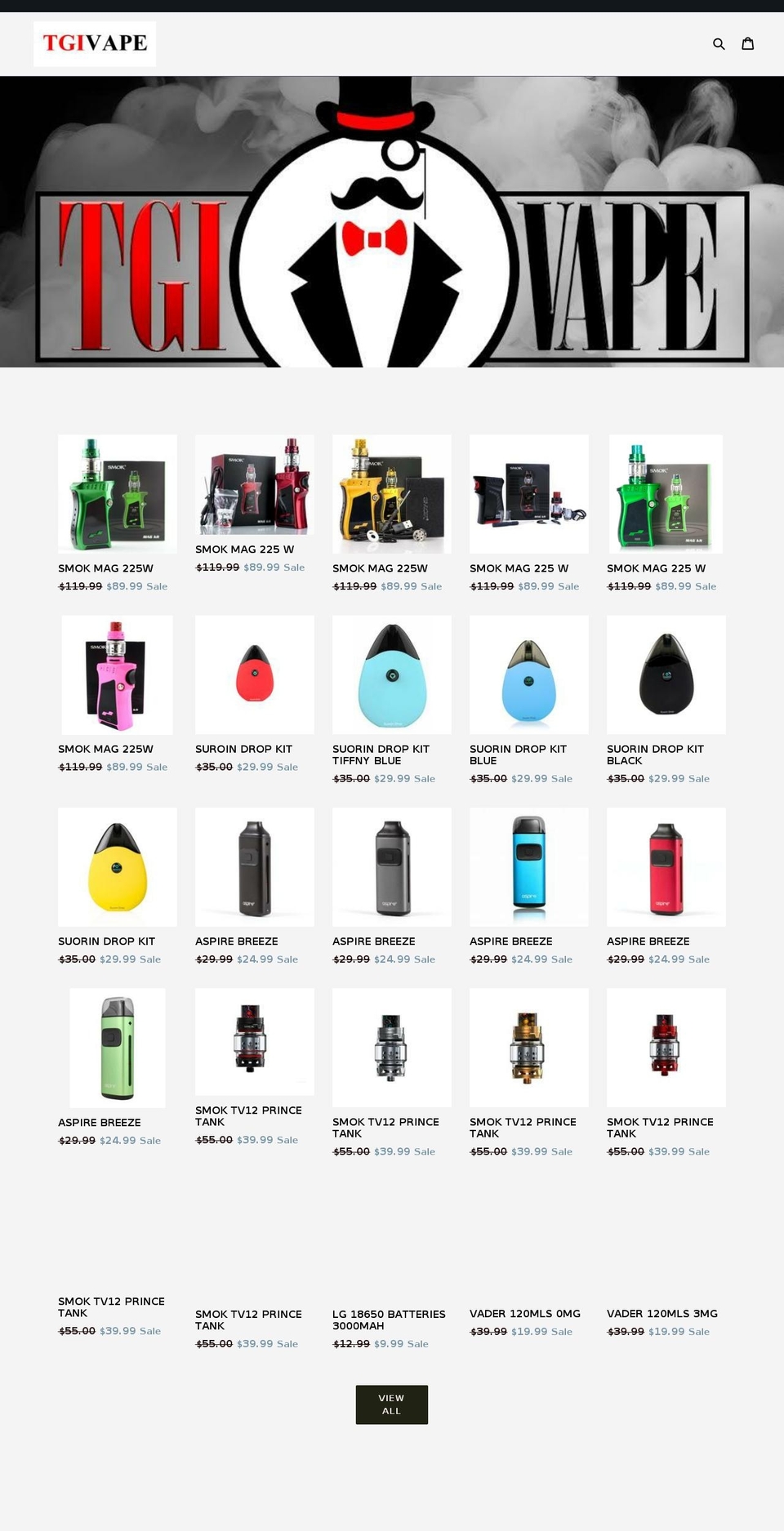 tgivape.com — Shopify storefront screenshot