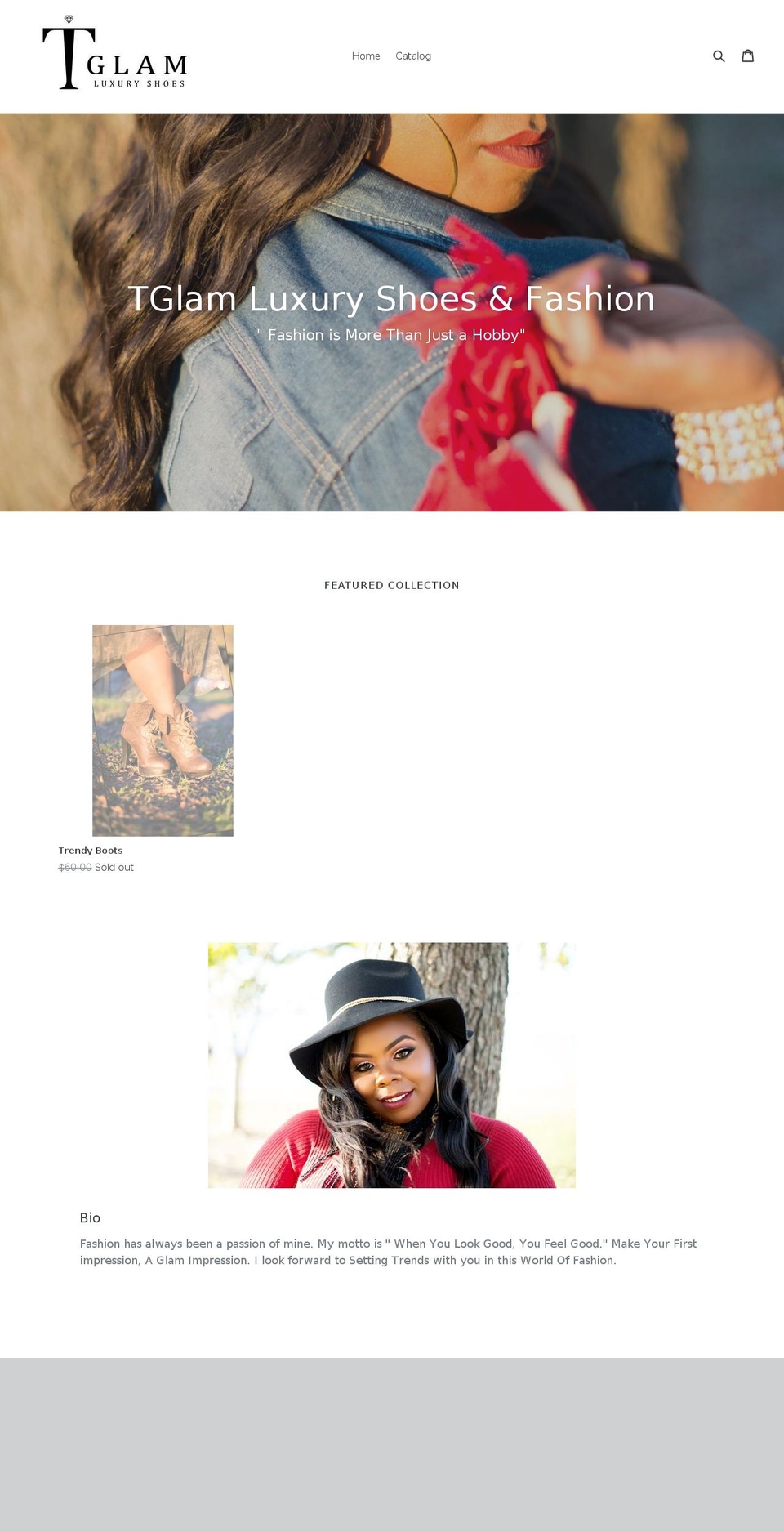 tglamluxuryshoes.com shopify website screenshot