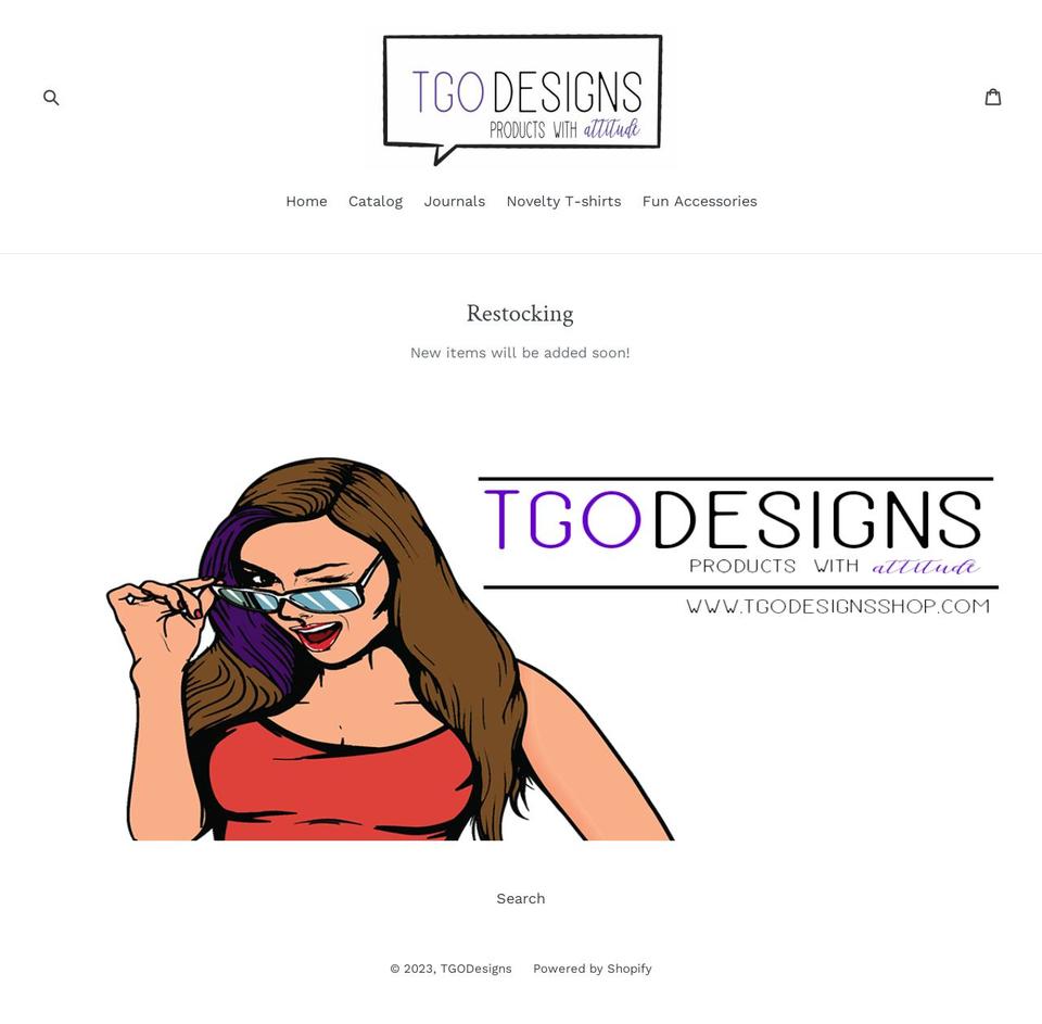 tgodesignsshop.com — Shopify storefront screenshot