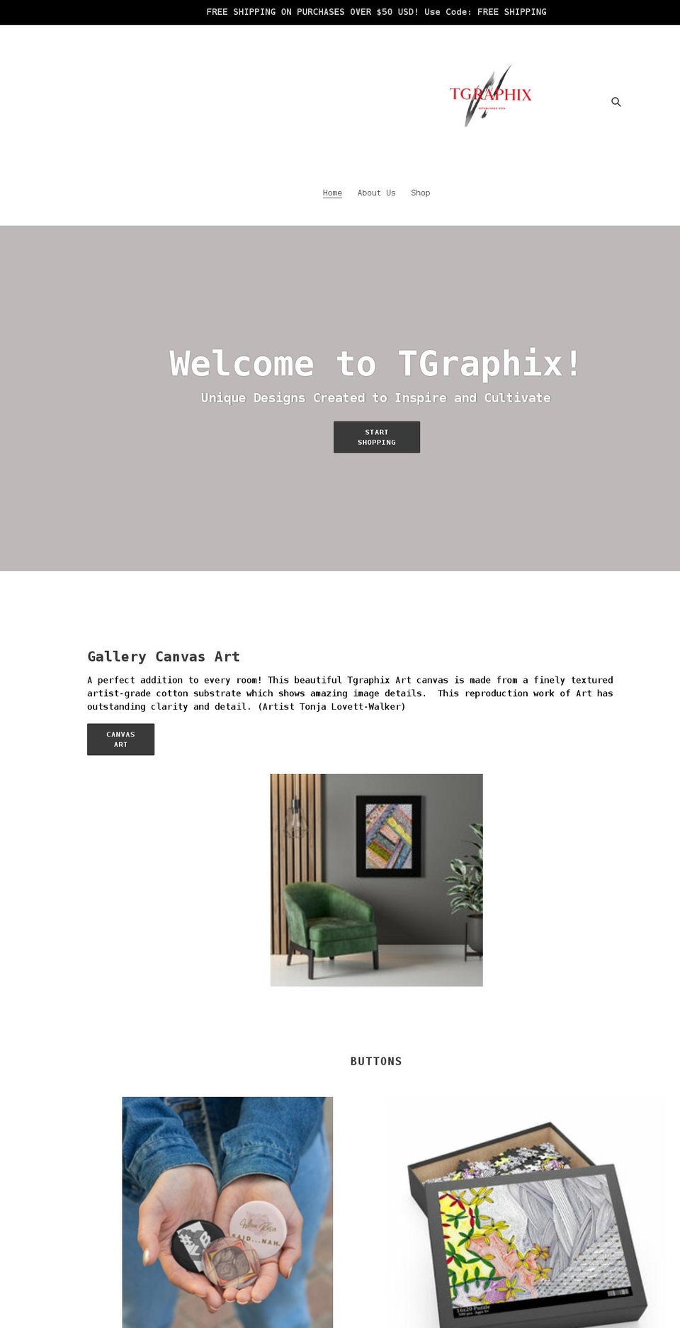 tgraphix.org shopify website screenshot