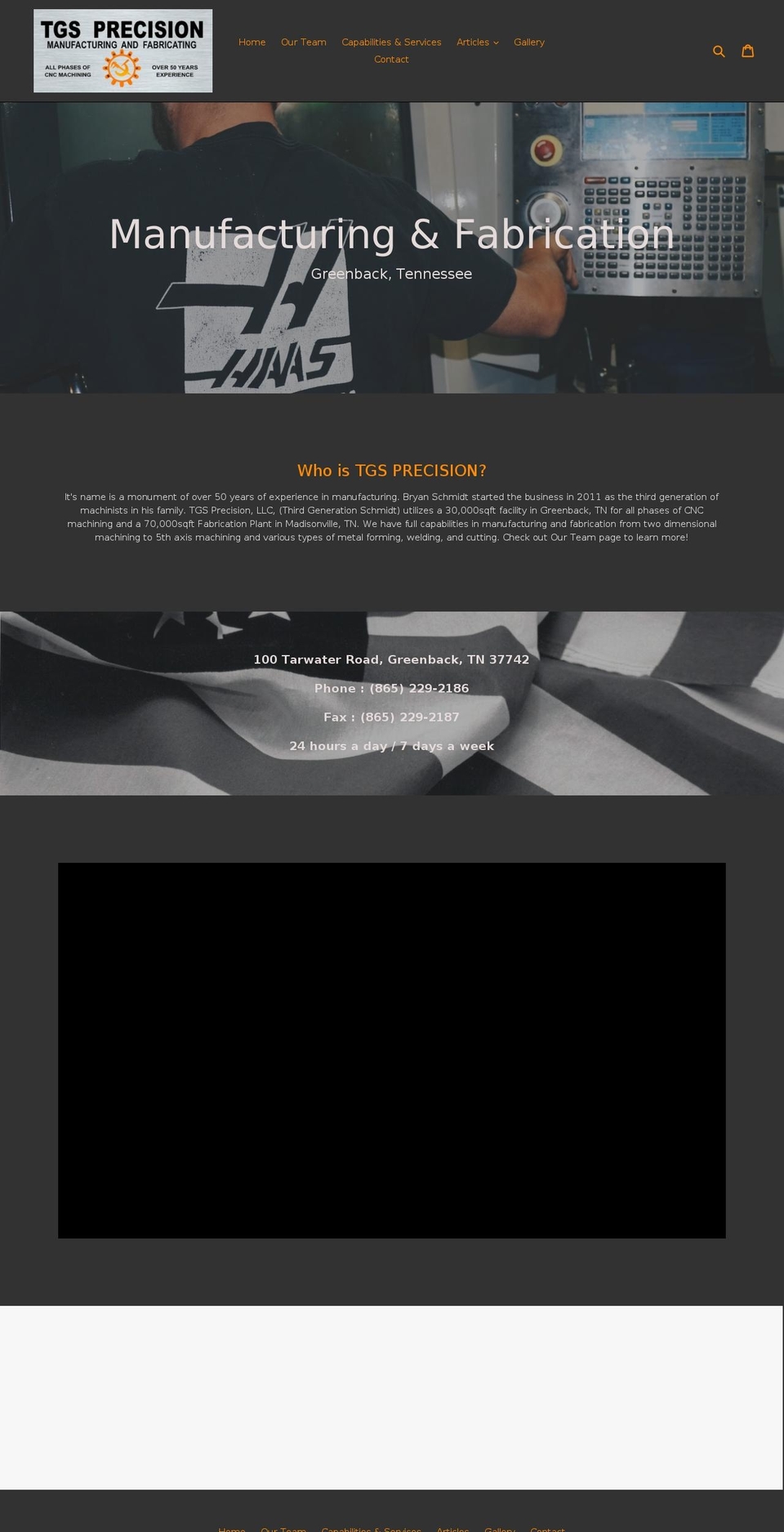 tgsprecision.com shopify website screenshot