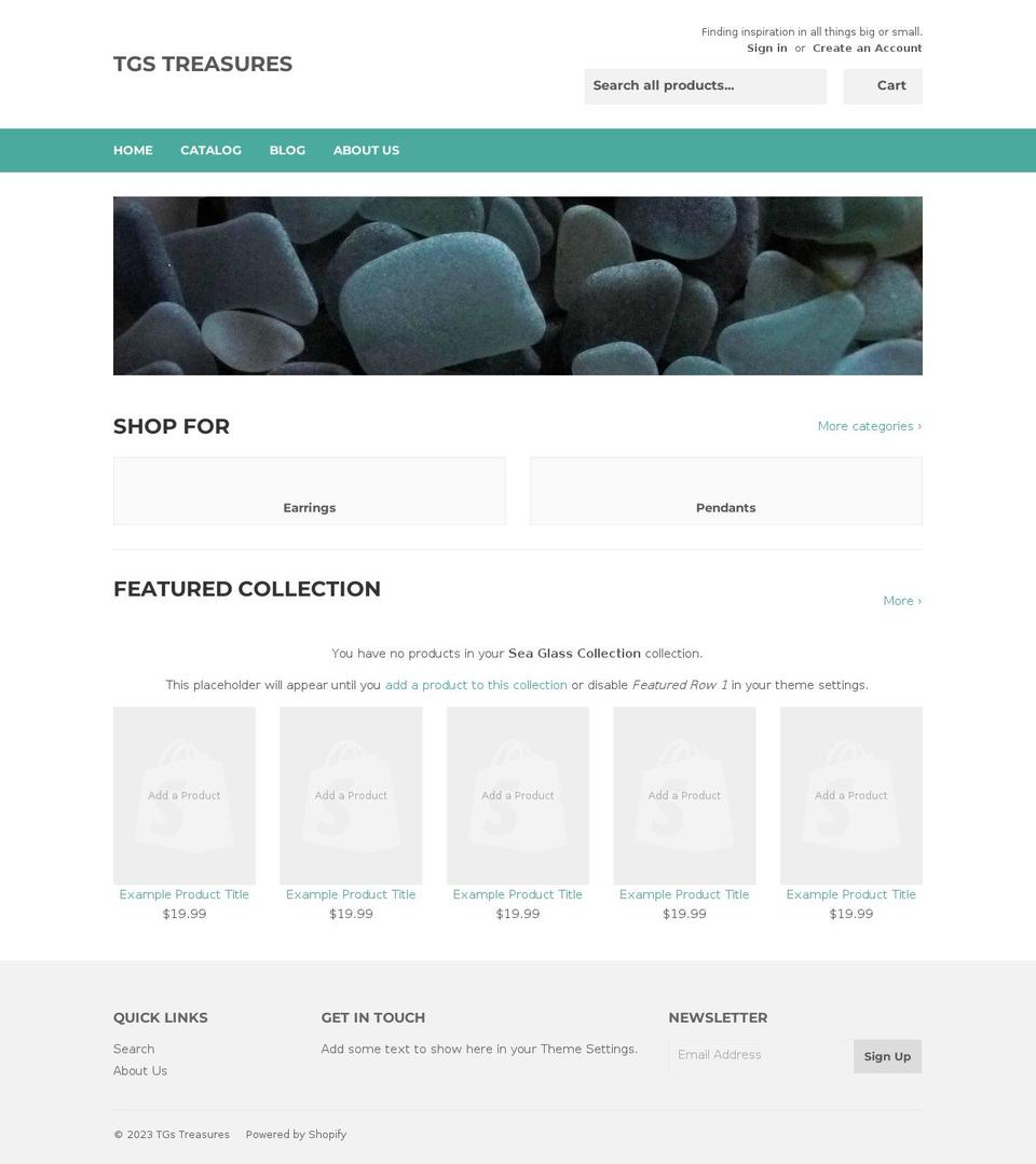 tgstreasures.com shopify website screenshot