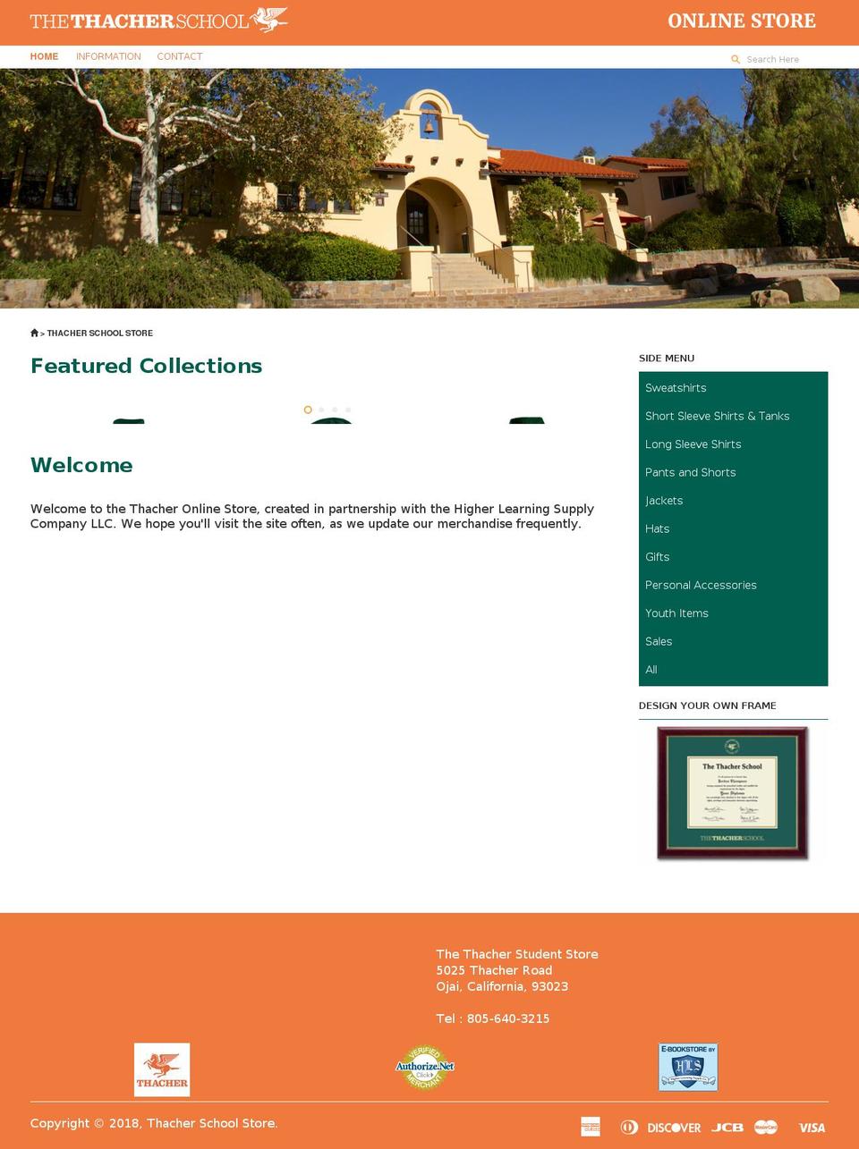 thacherschoolstore.com shopify website screenshot