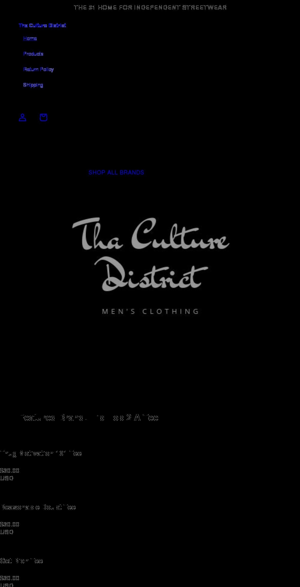 thaculturedistrict.com shopify website screenshot