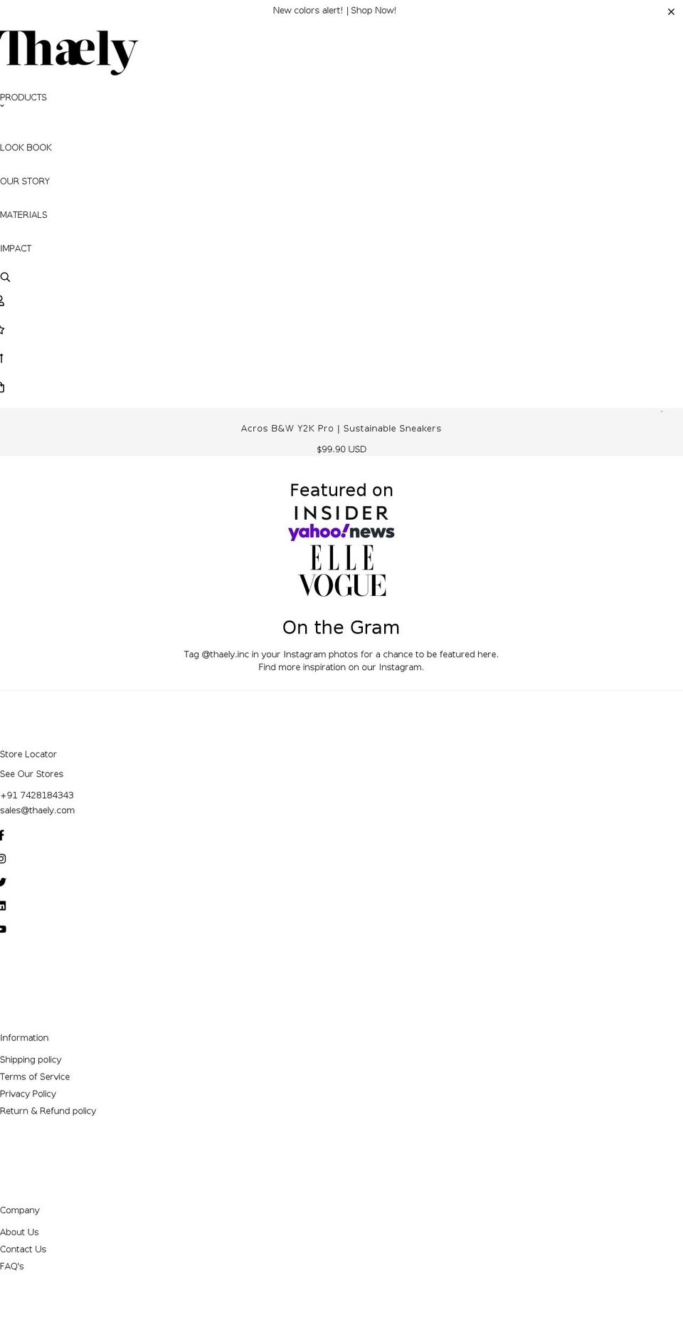 thaely.com shopify website screenshot