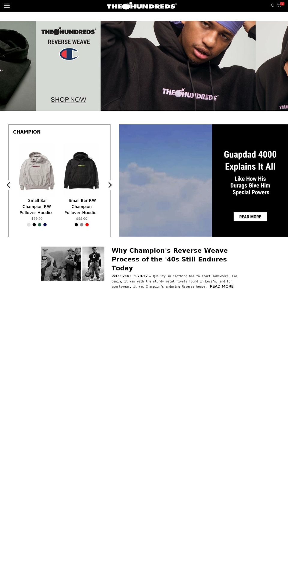 The Hundreds - BASE THEME Shopify theme site example thahundreds.com