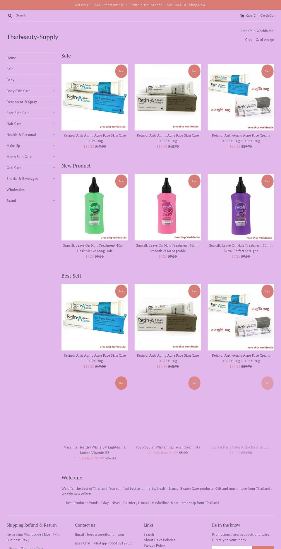 thaibeauty-store.com — Shopify storefront screenshot