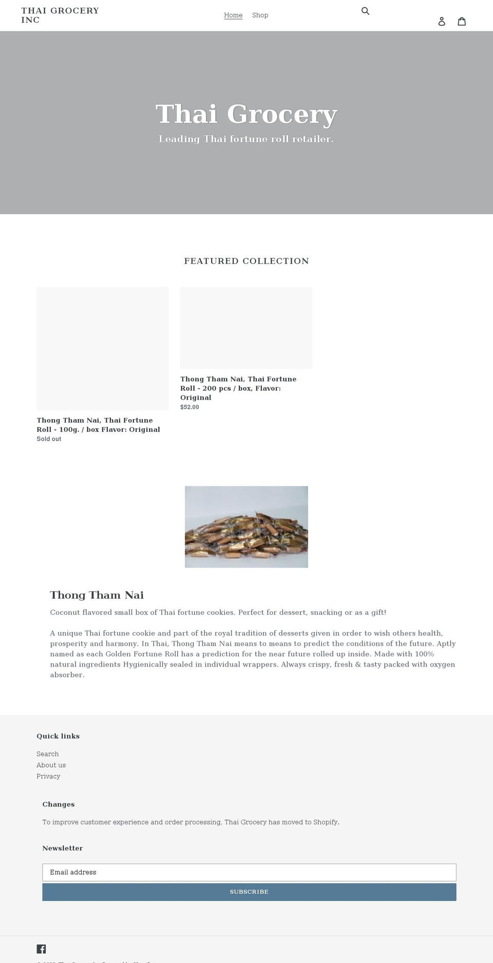 thaifortunerolls.com shopify website screenshot