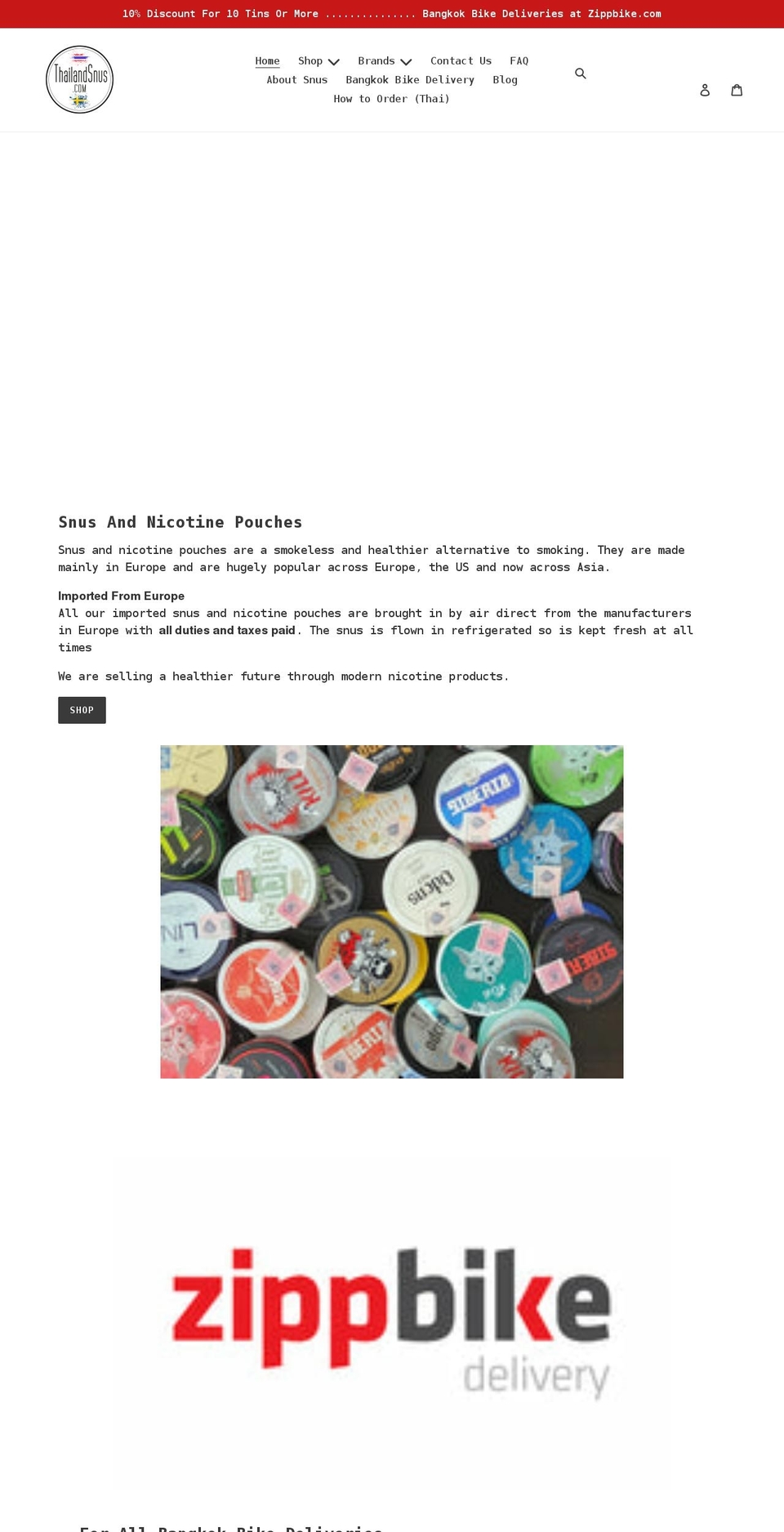 thailandsnus.com shopify website screenshot