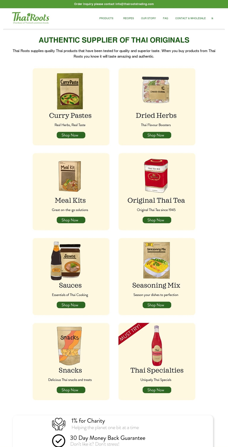 thairootstrading.com — Shopify storefront screenshot