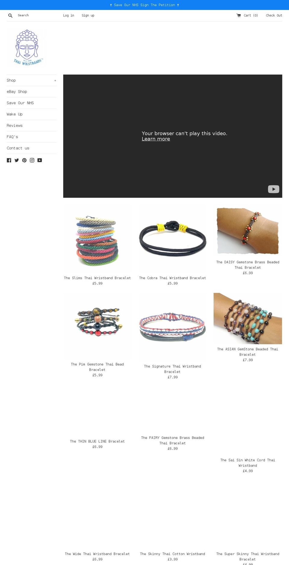 thaiwristbands.co.uk shopify website screenshot