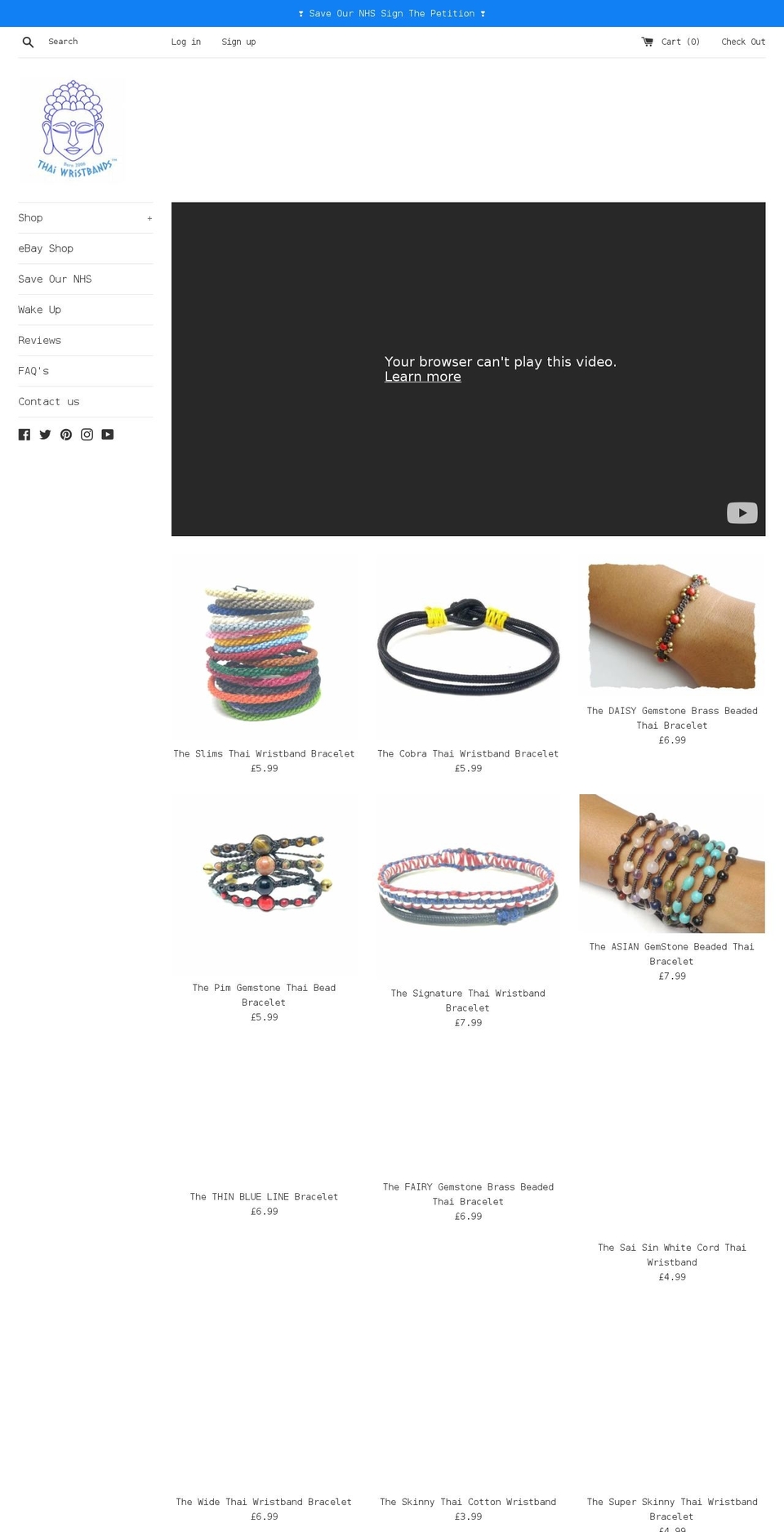 thaiwristbands.uk shopify website screenshot