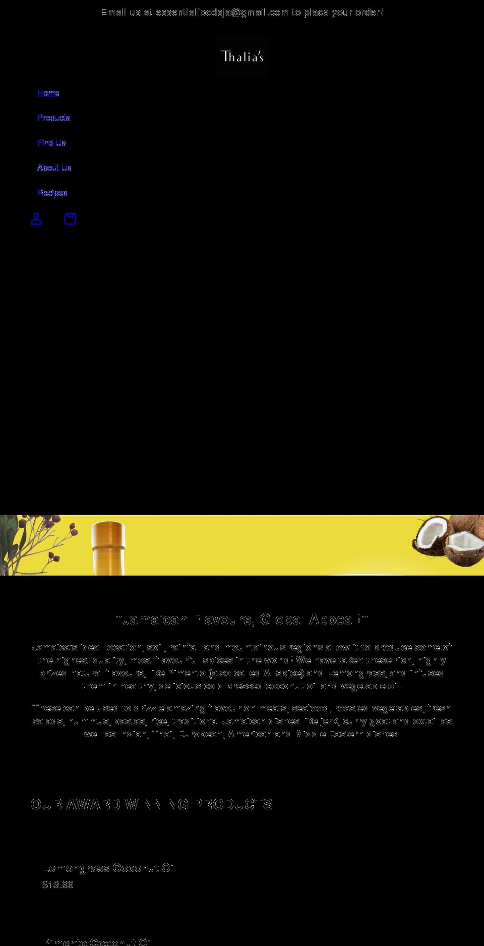 thaliasflavours.com shopify website screenshot
