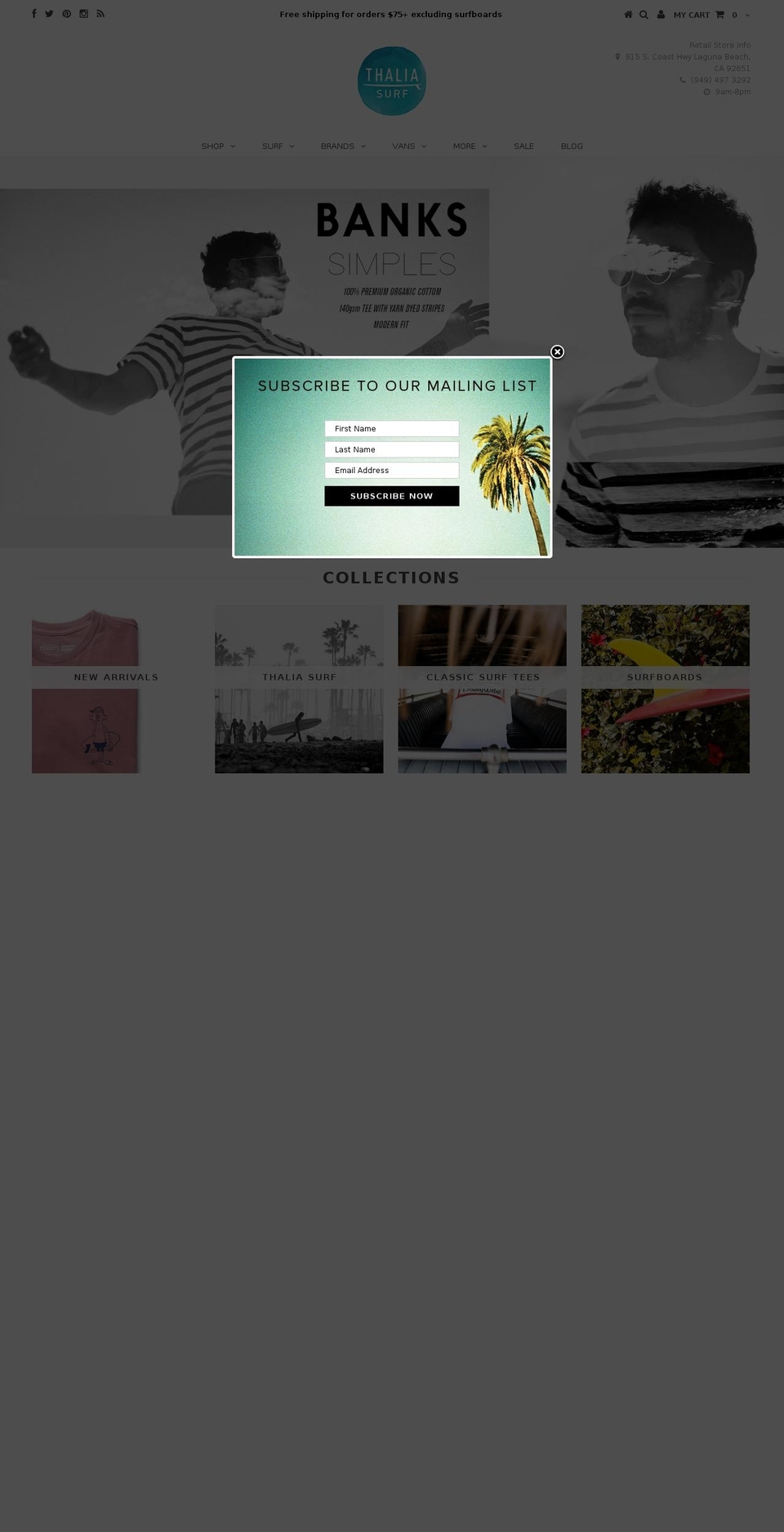 thaliasurf.com shopify website screenshot