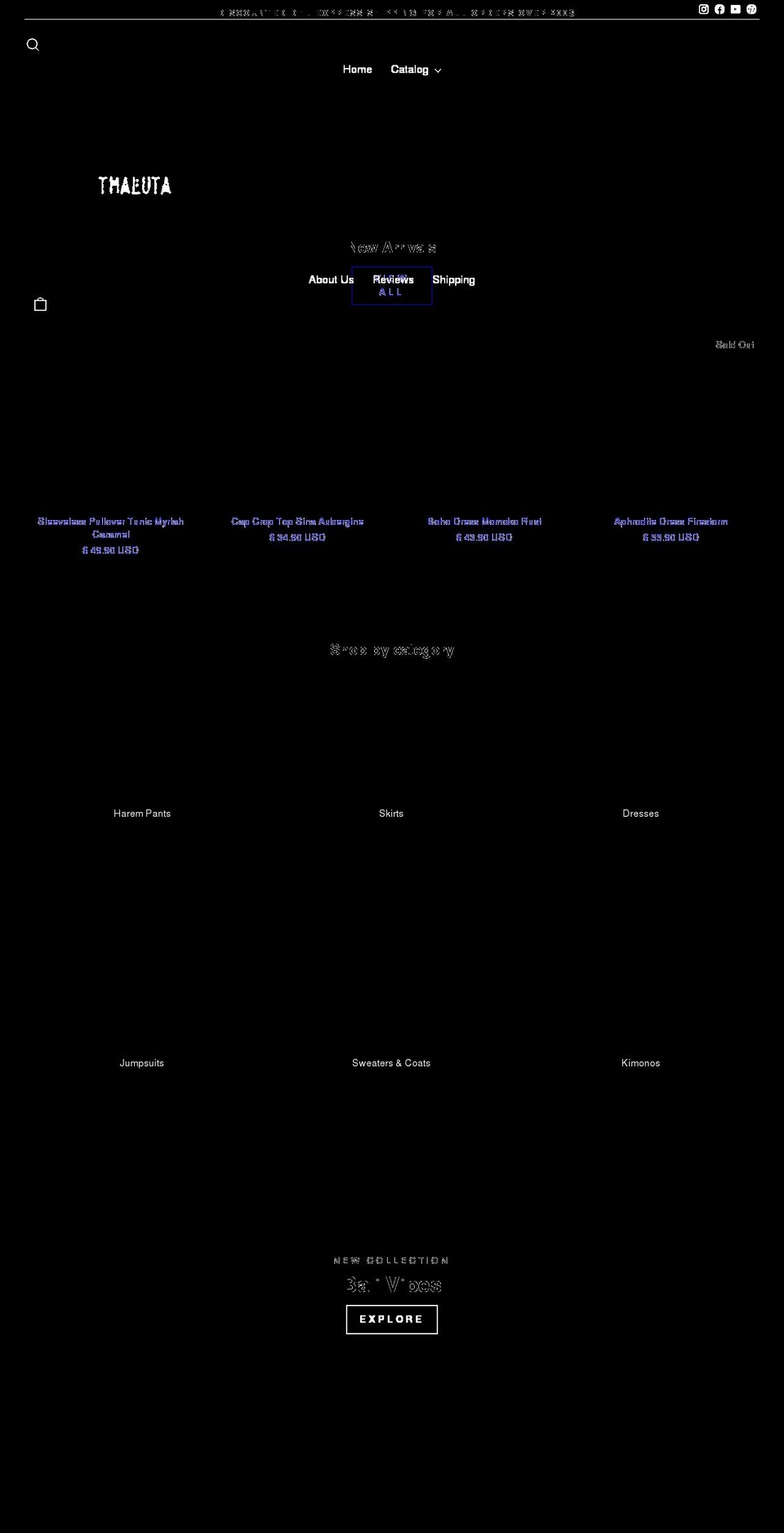 thaluta.com shopify website screenshot