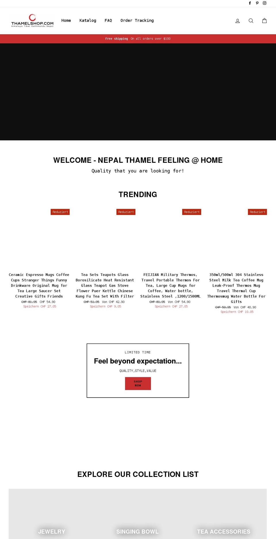 thamelshop.com shopify website screenshot