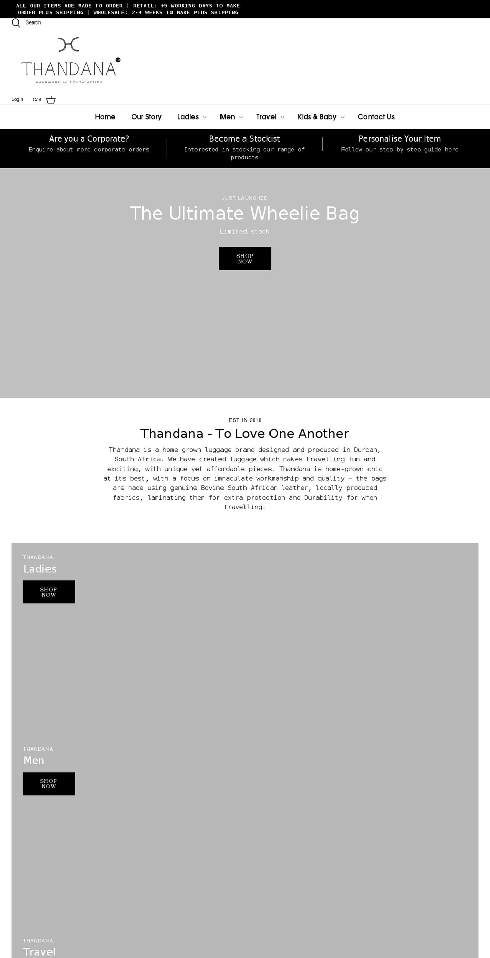 thandana.co.za shopify website screenshot