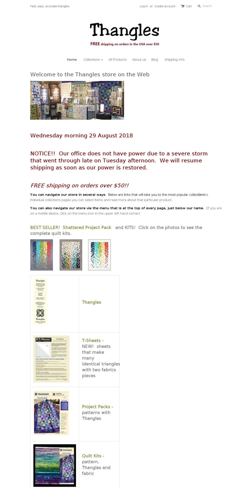 thangles.myshopify.com shopify website screenshot