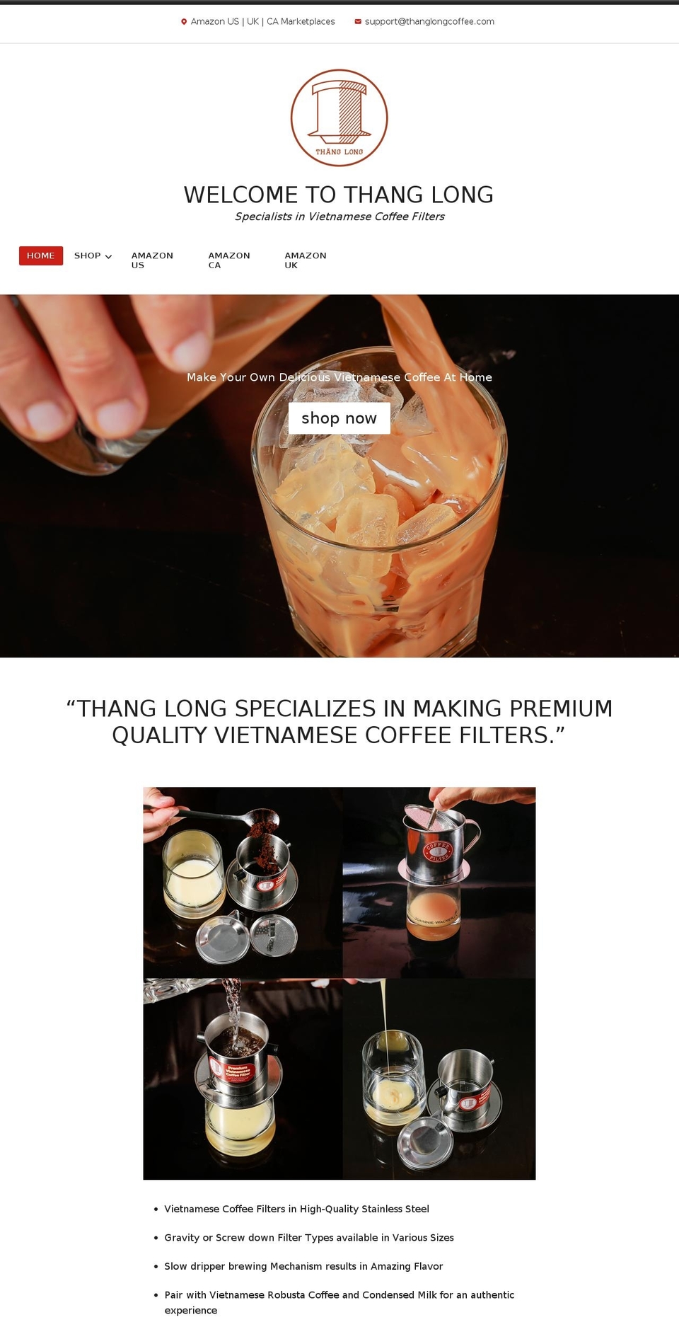 thanglongcoffee.com shopify website screenshot