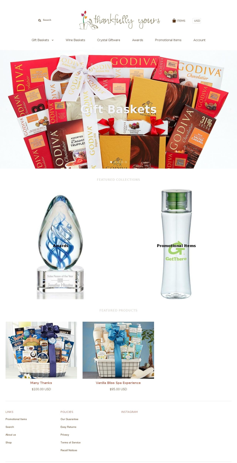 thankfullyyours.com shopify website screenshot