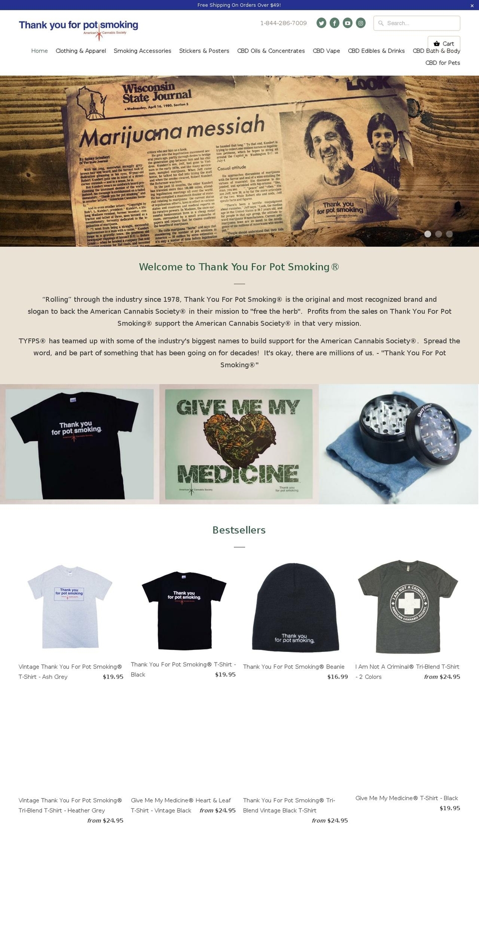 thankyouforpotsmoking.com — Shopify storefront screenshot