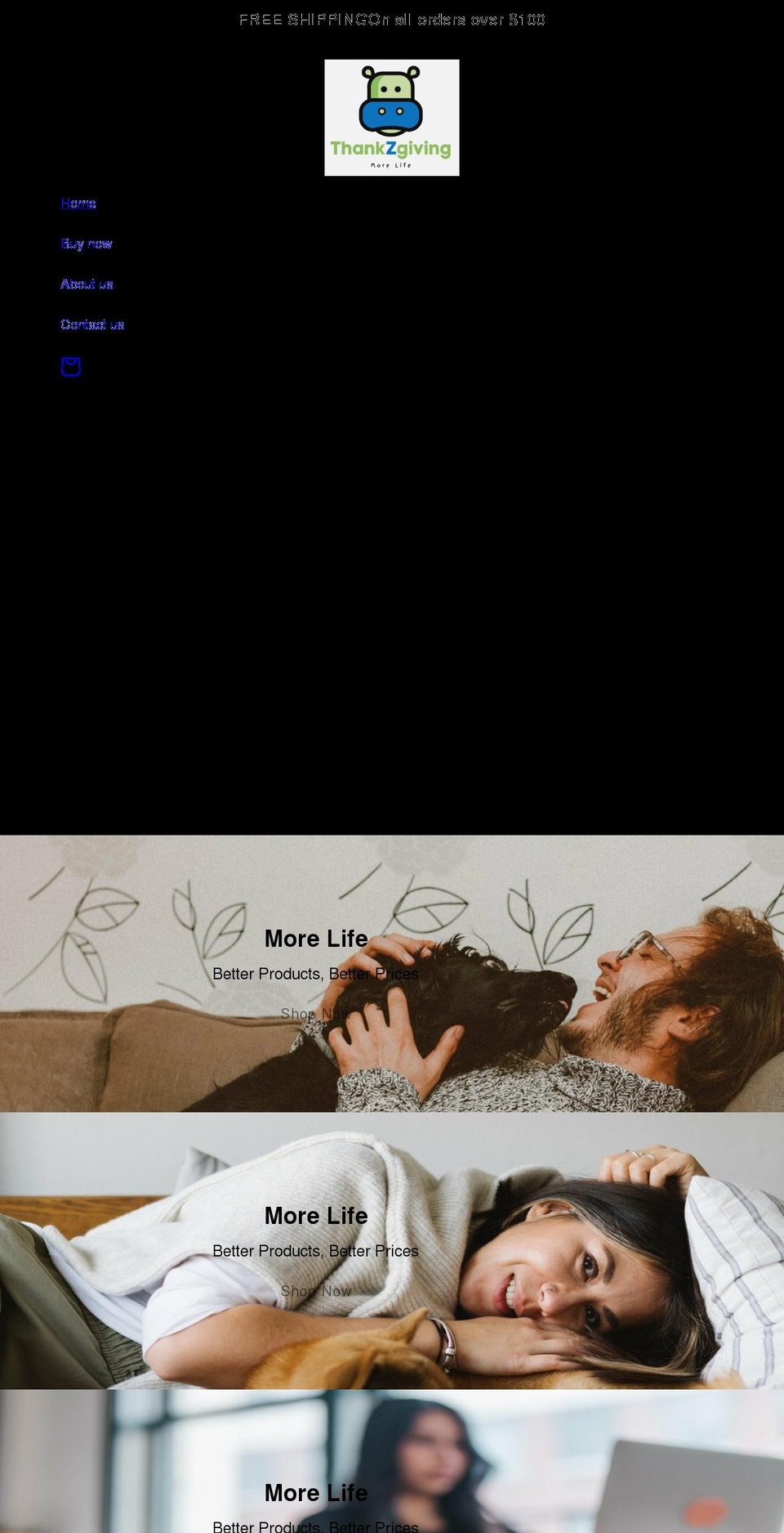 thankzgiving.com shopify website screenshot