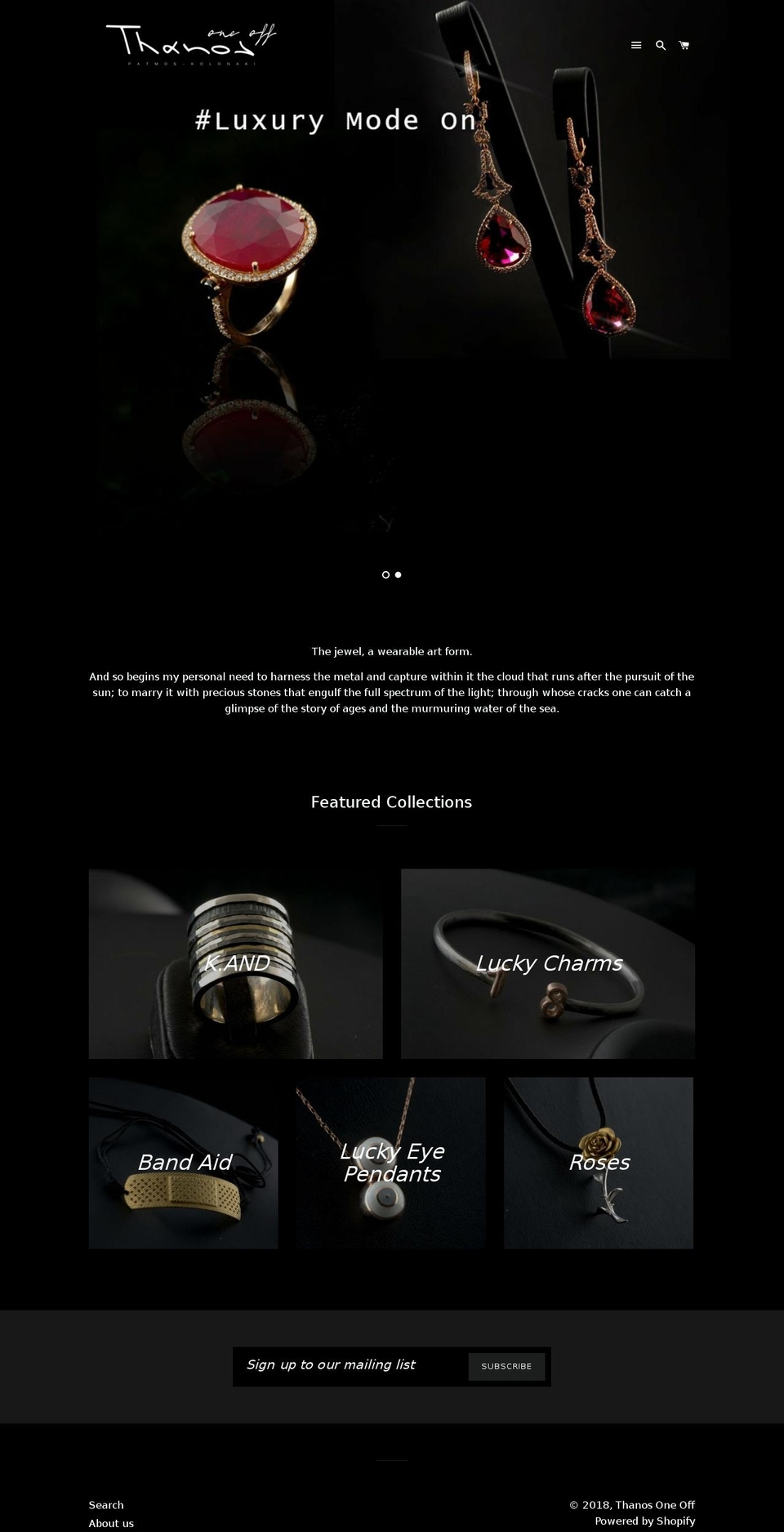thanosoneoff.com — Shopify storefront screenshot