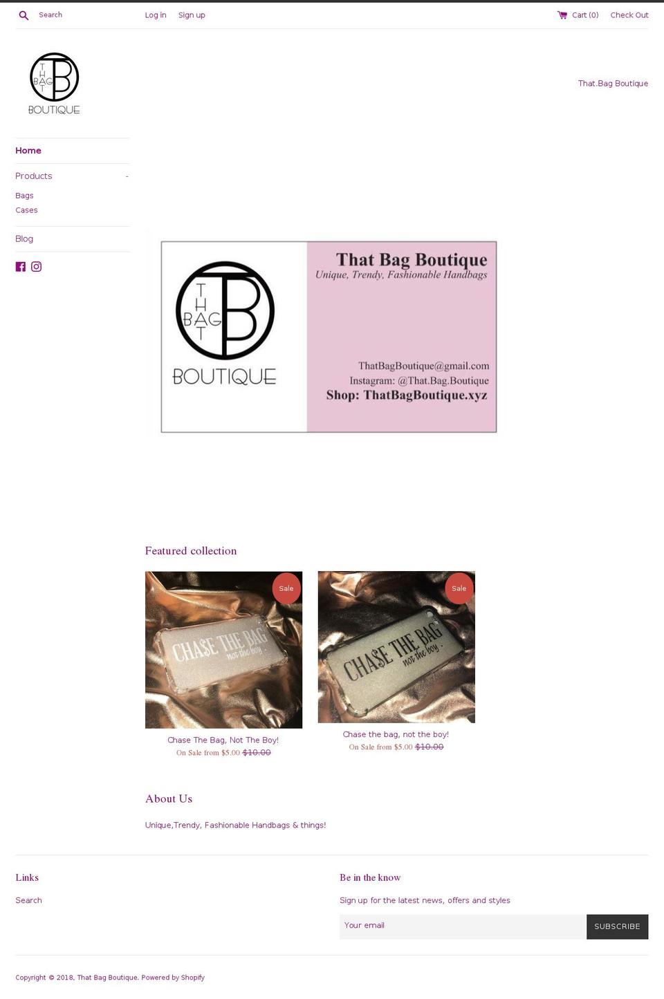 thatbagboutique.xyz shopify website screenshot