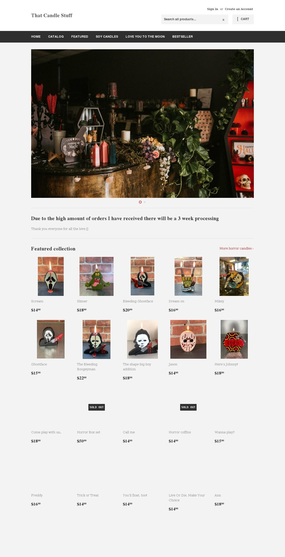 thatcandlestuff.com shopify website screenshot