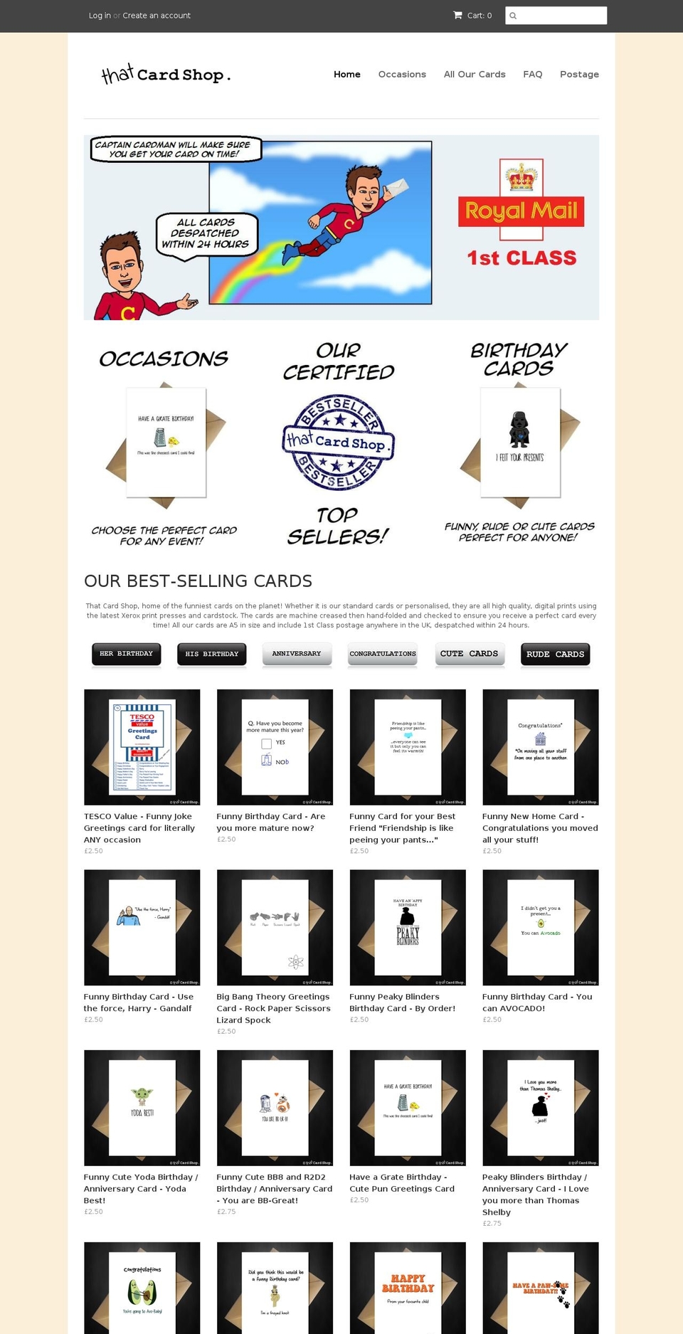 thatcardshop.net shopify website screenshot