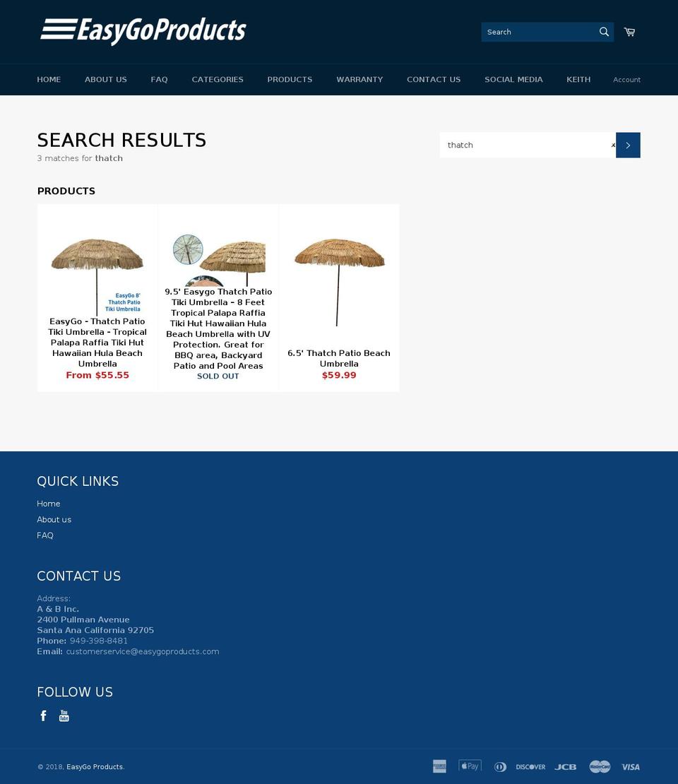 thatchedumbrellas.com — Shopify storefront screenshot