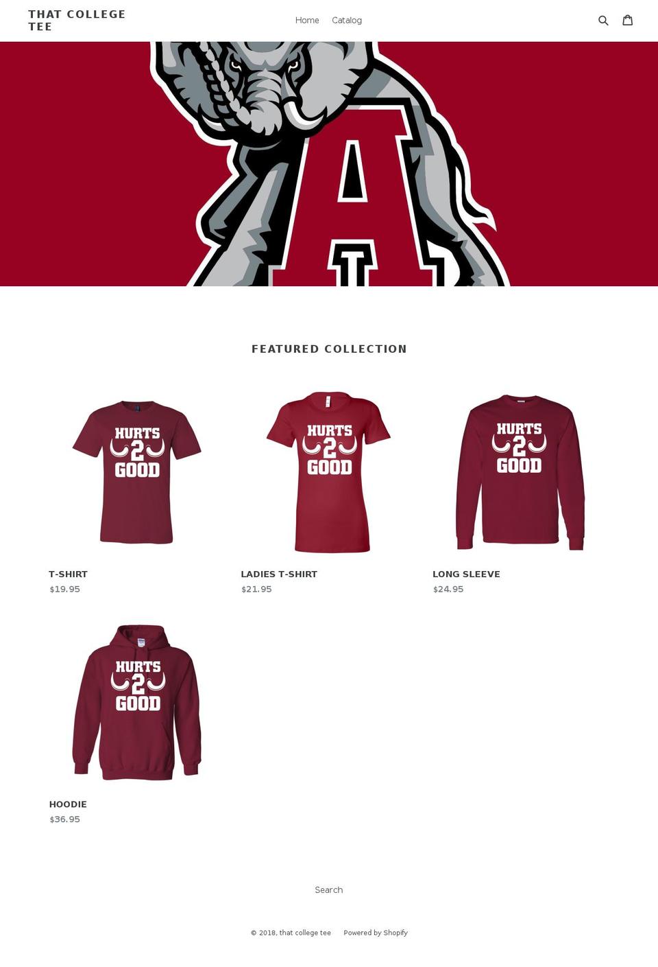 thatcollegetee.com — Shopify storefront screenshot