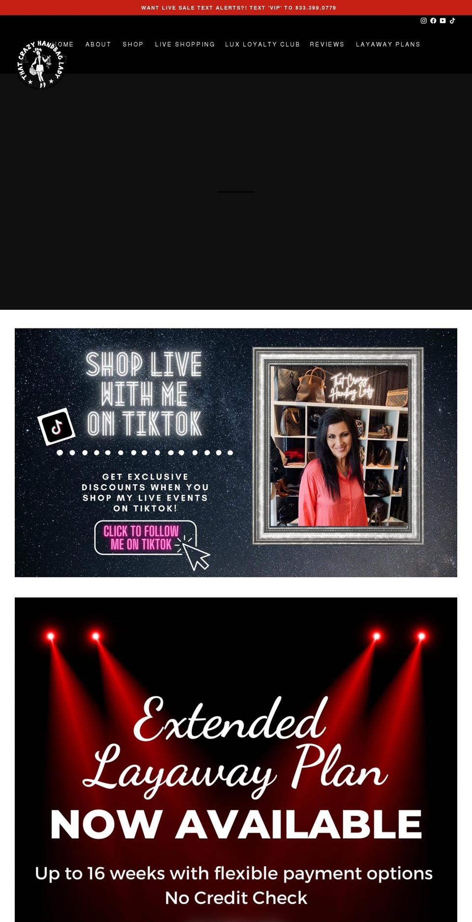 thatcrazyhandbaglady.com shopify website screenshot