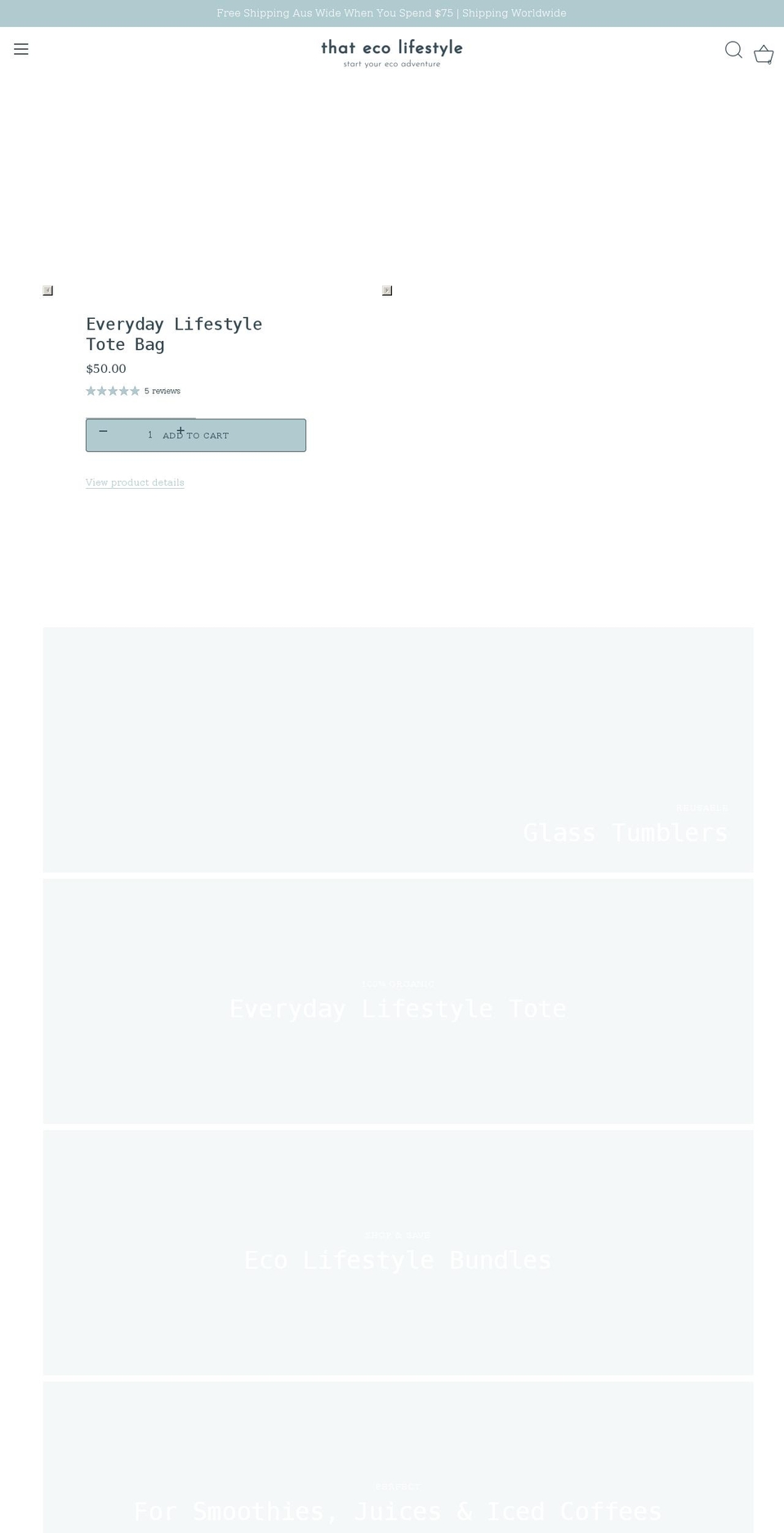 thatecolifestyle.com shopify website screenshot