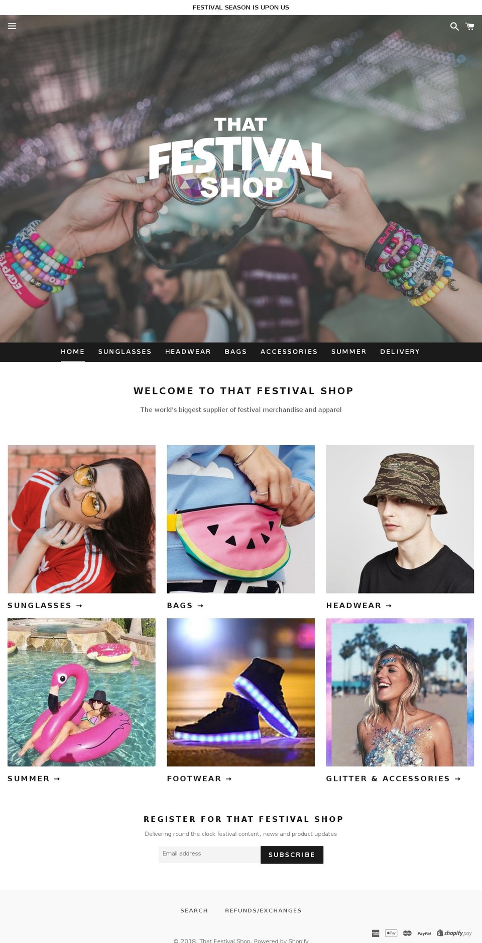 thatfestivalshop.com shopify website screenshot