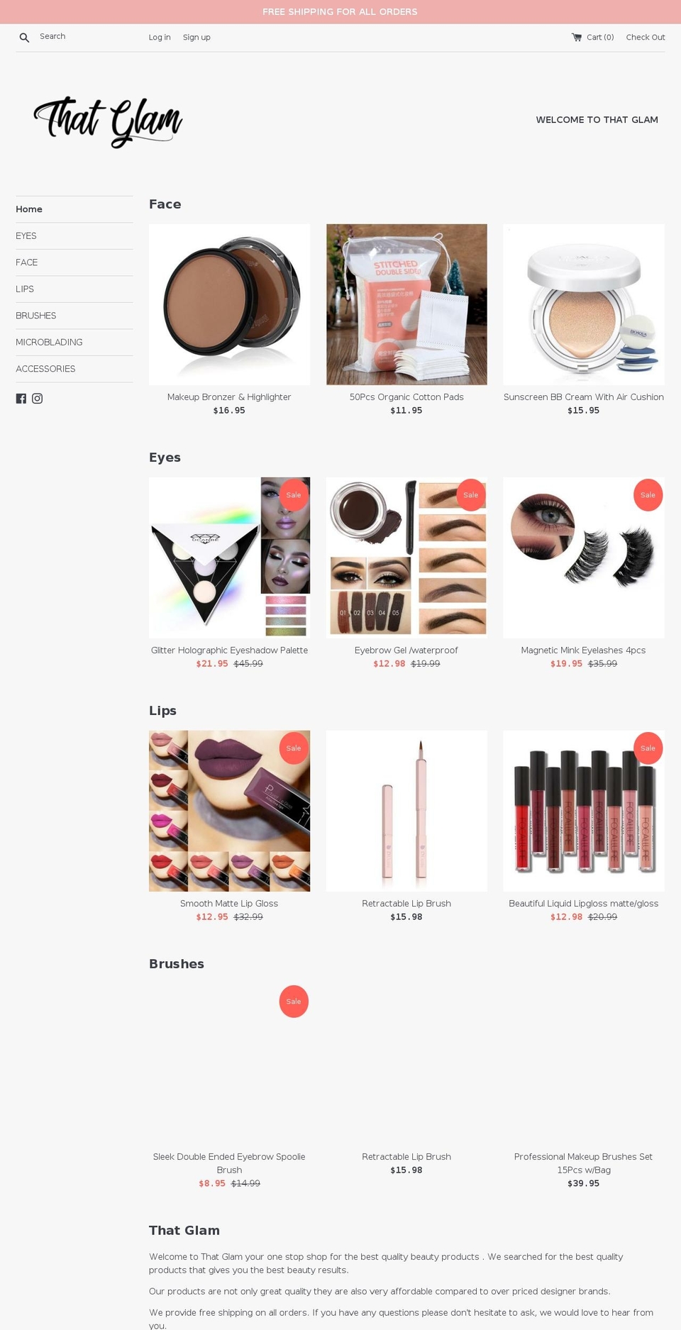 thatglam.com — Shopify storefront screenshot