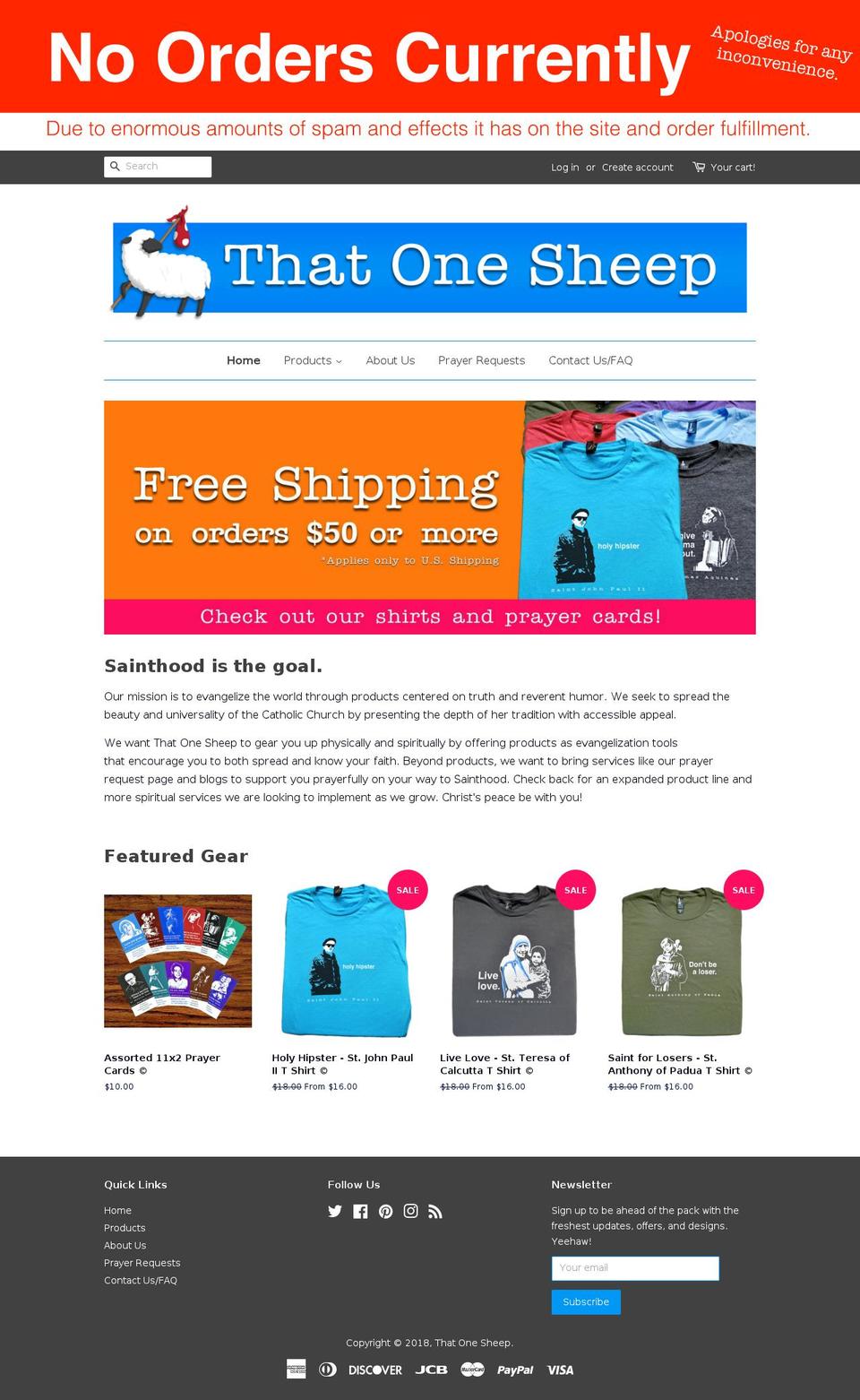 thatonesheep.com — Shopify storefront screenshot