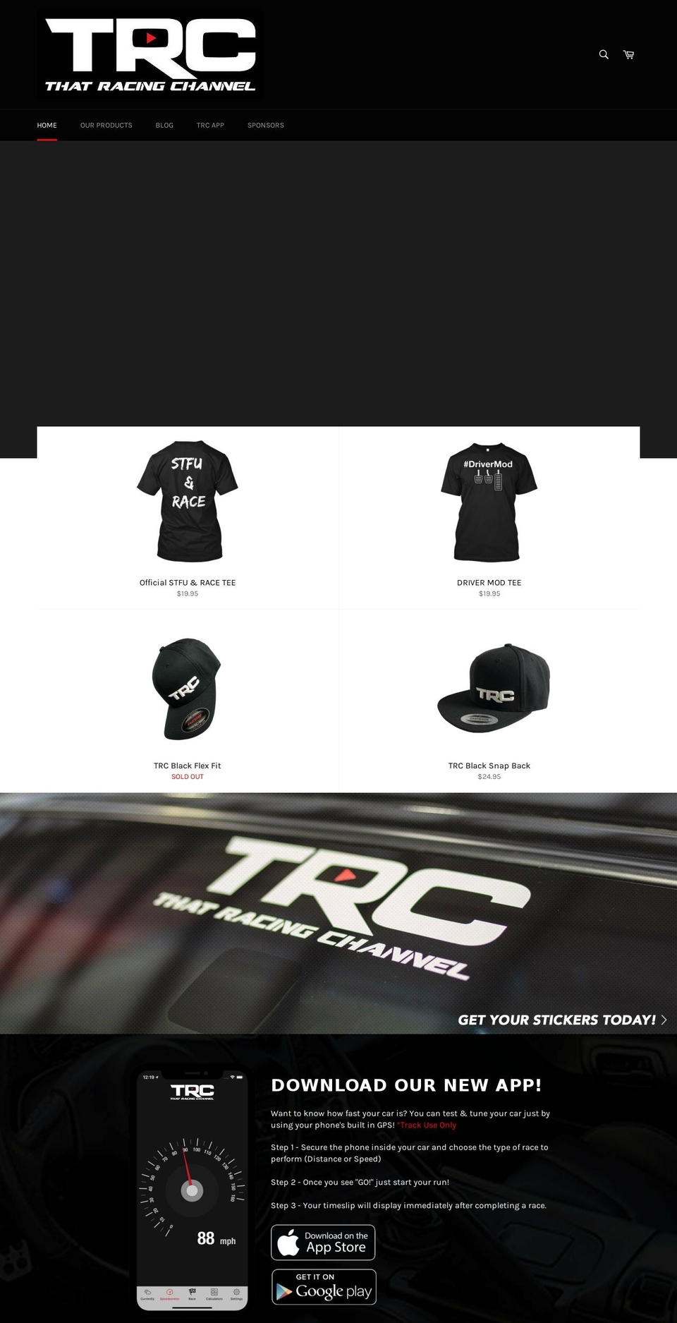 thatracingchannel.com shopify website screenshot