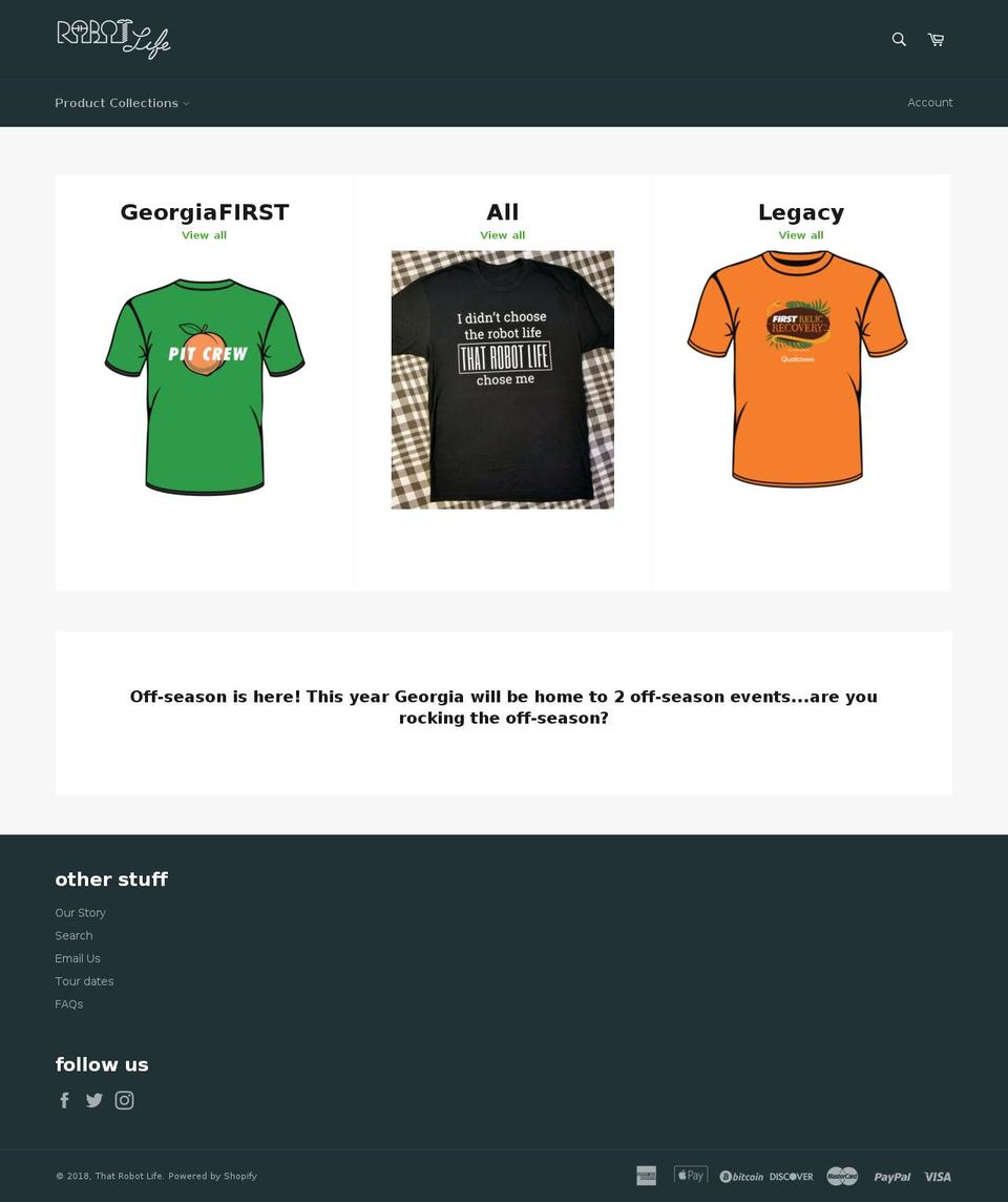 thatrobotlife.com — Shopify storefront screenshot