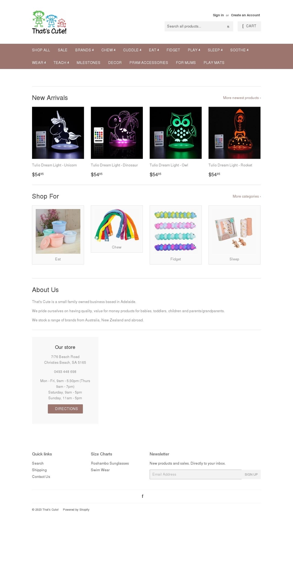 thatscute.com.au shopify website screenshot