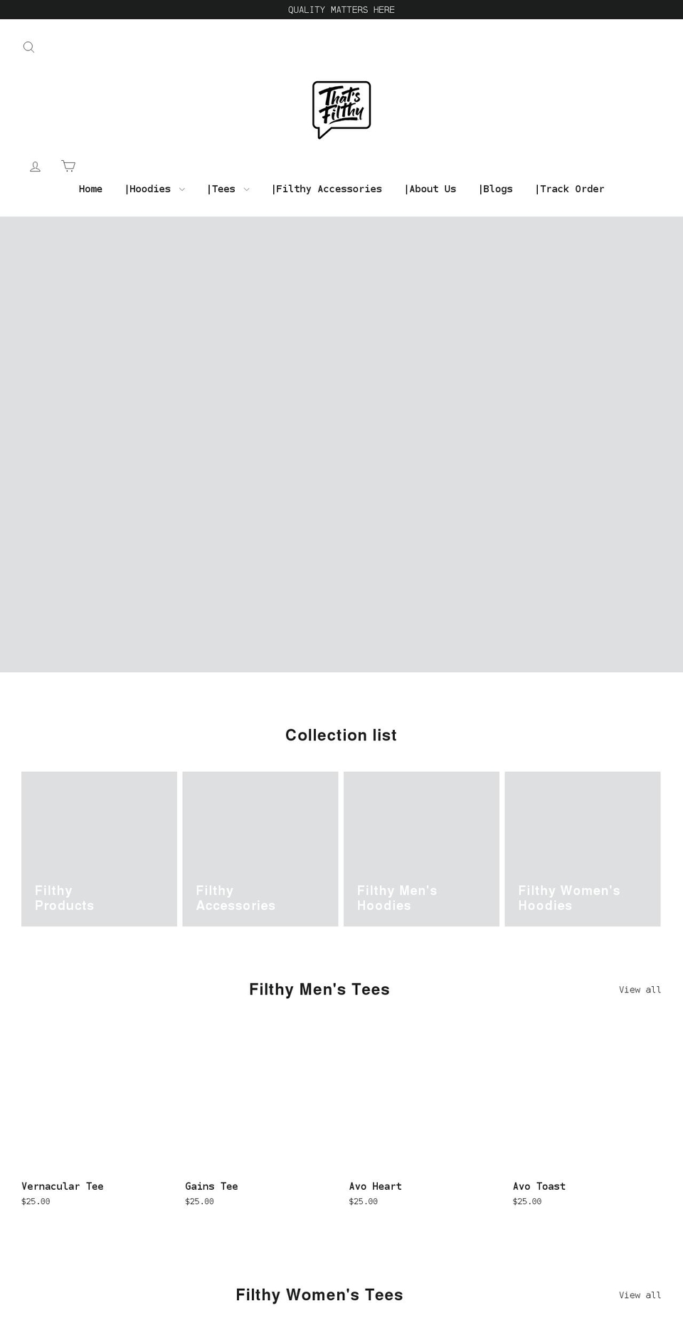 thatsfilthy.com shopify website screenshot