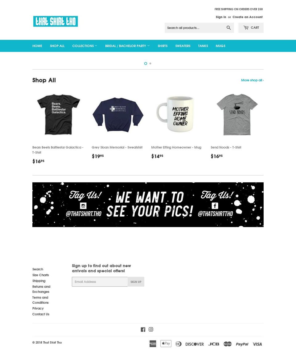 thatshirttho.com — Shopify storefront screenshot