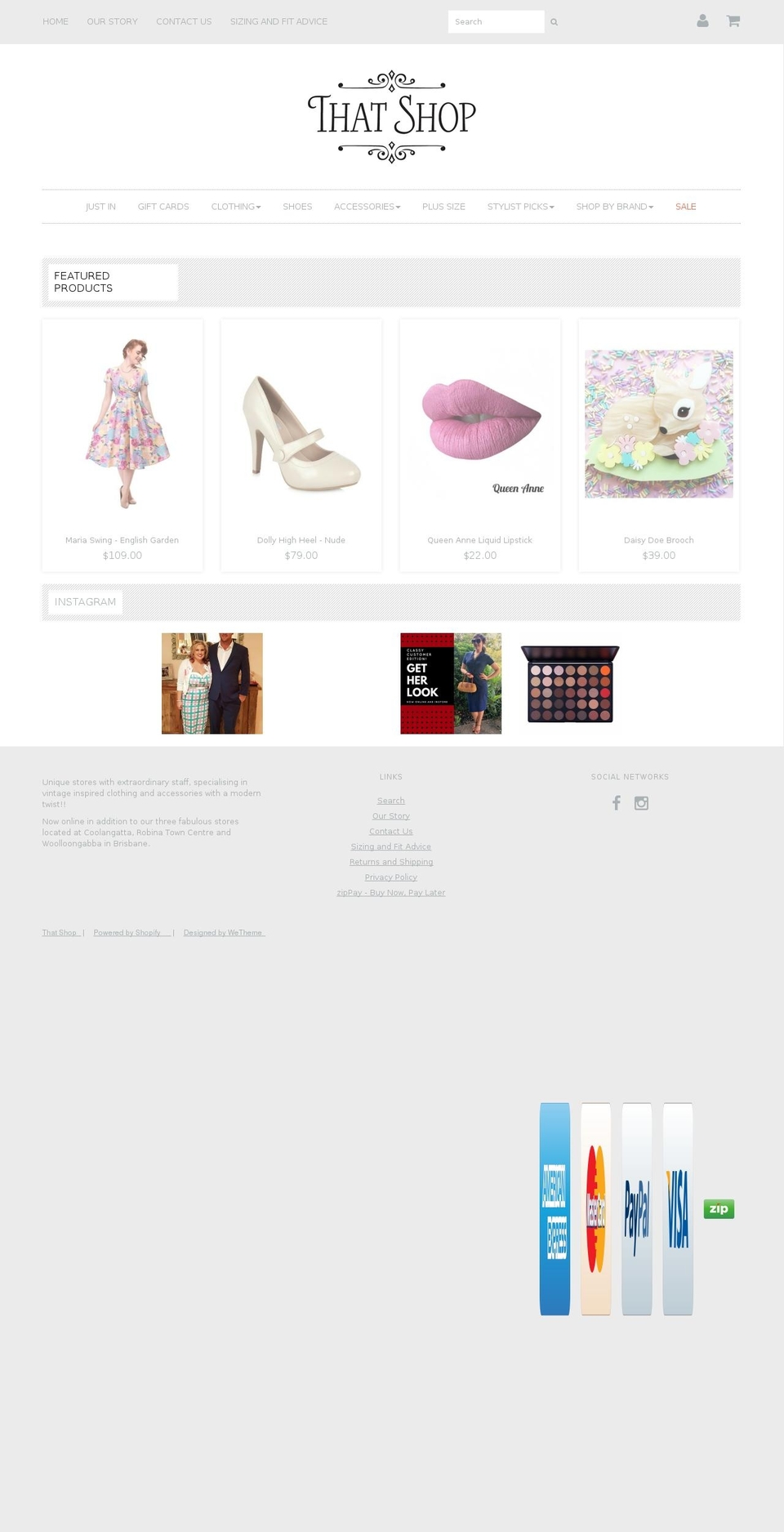 thatshop.com.au shopify website screenshot