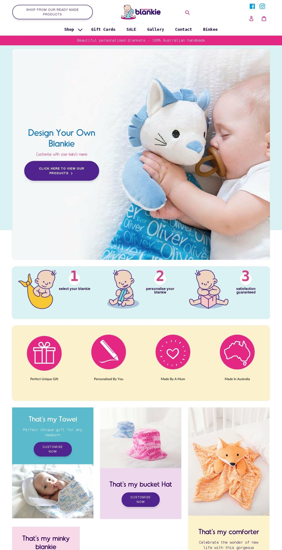 thatsmyblankie.com.au shopify website screenshot