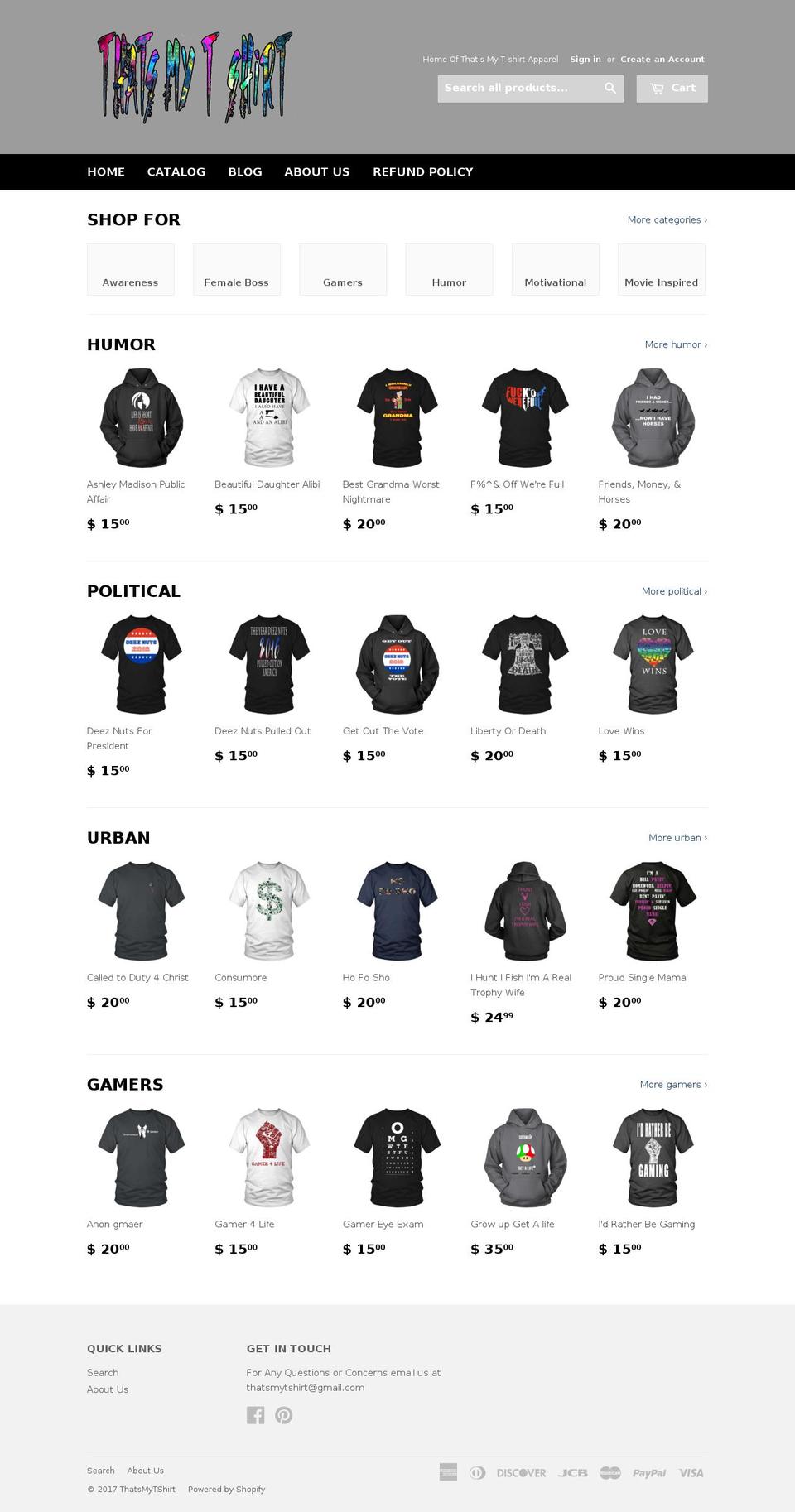 thatsmytshirt.com shopify website screenshot