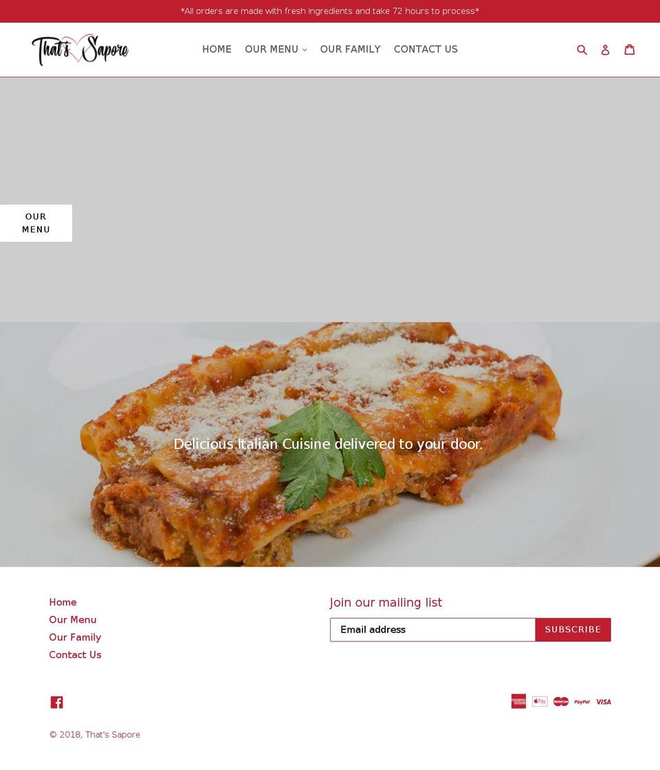 thatssaporecatering.com shopify website screenshot