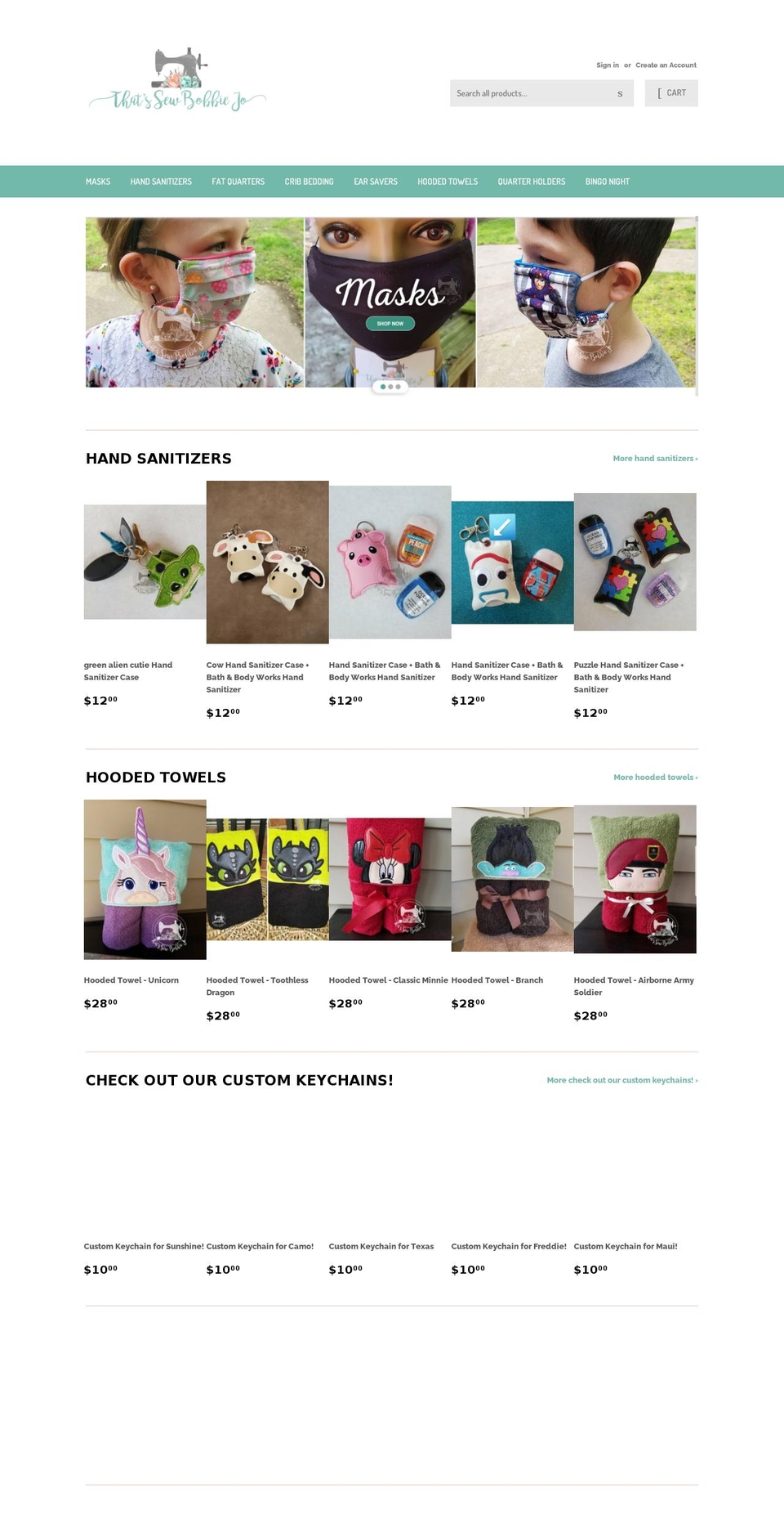 thatssewbobbiejo.com — Shopify storefront screenshot