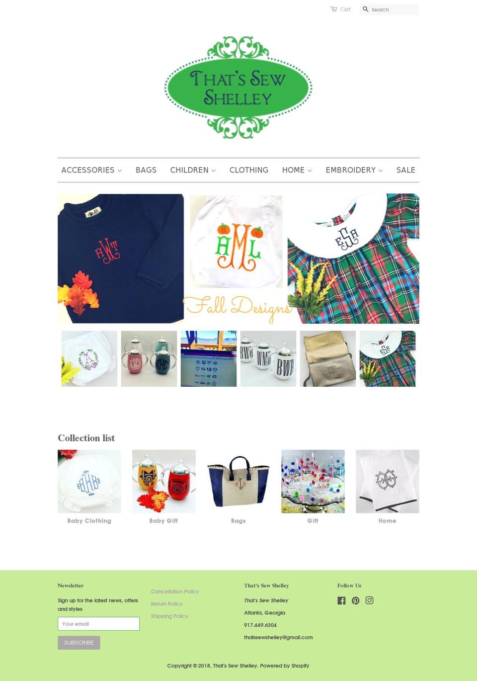 thatssewshelley.com — Shopify storefront screenshot