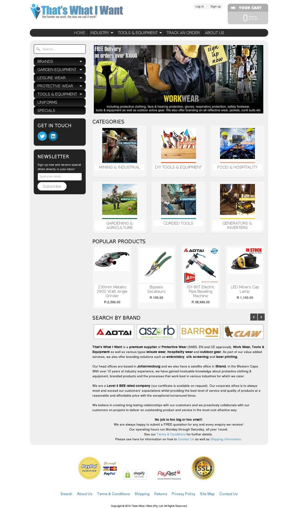 thatswhatiwant.co.za shopify website screenshot