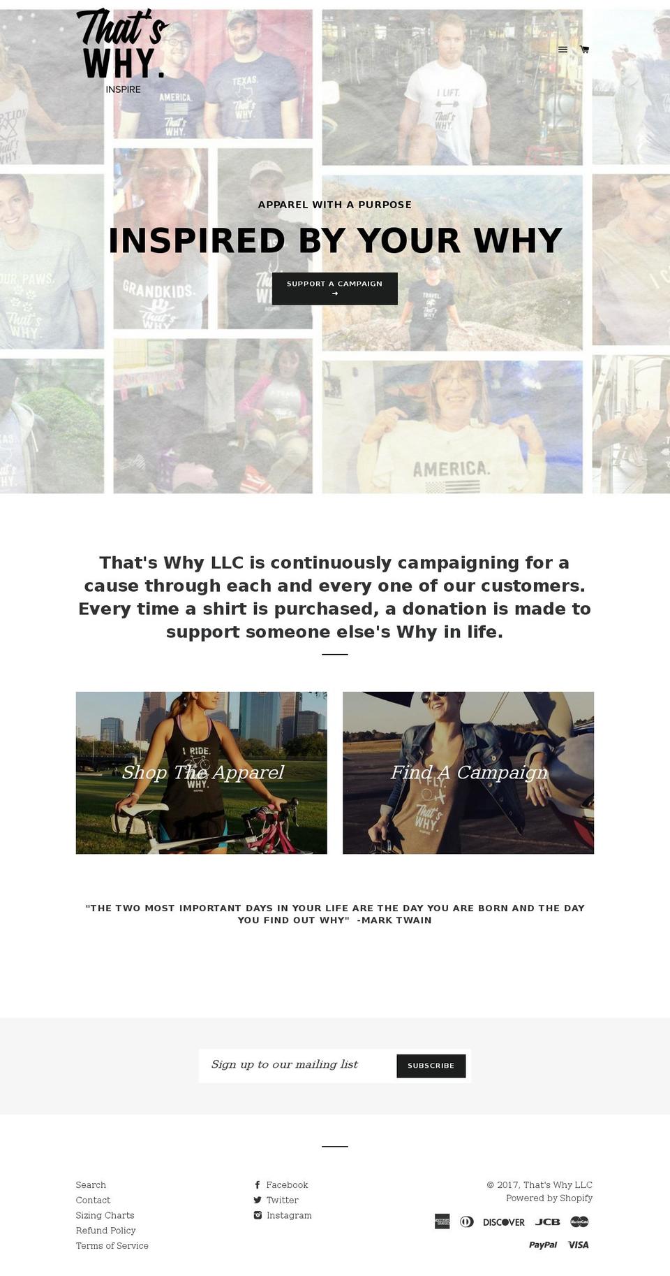 thatswhyinspire.com shopify website screenshot